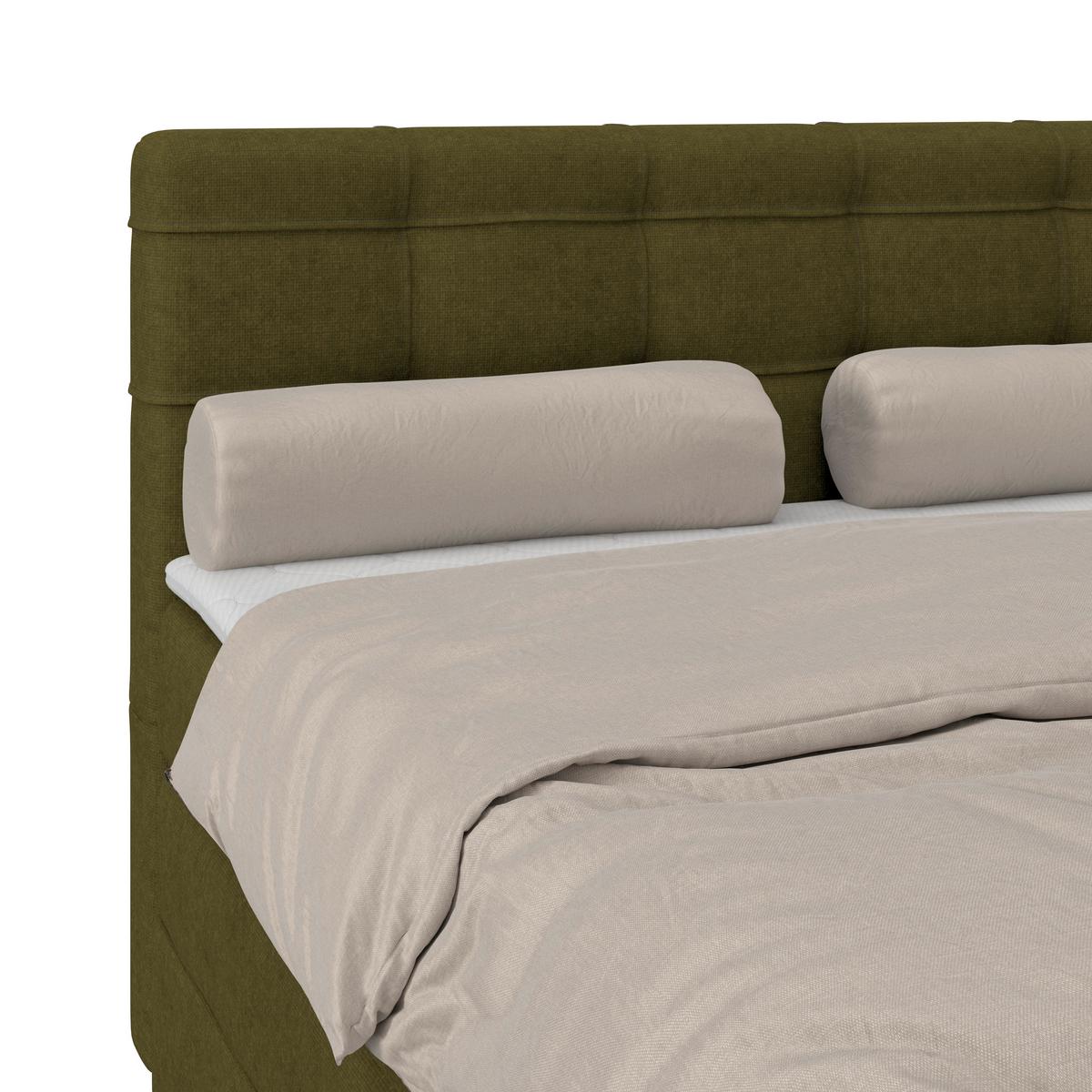 Boxspringbett MITTO Moosgrün 140x200 cm - Schwarz/Grün, KONVENTIONELL, Textil/Metall (140/200cm)
