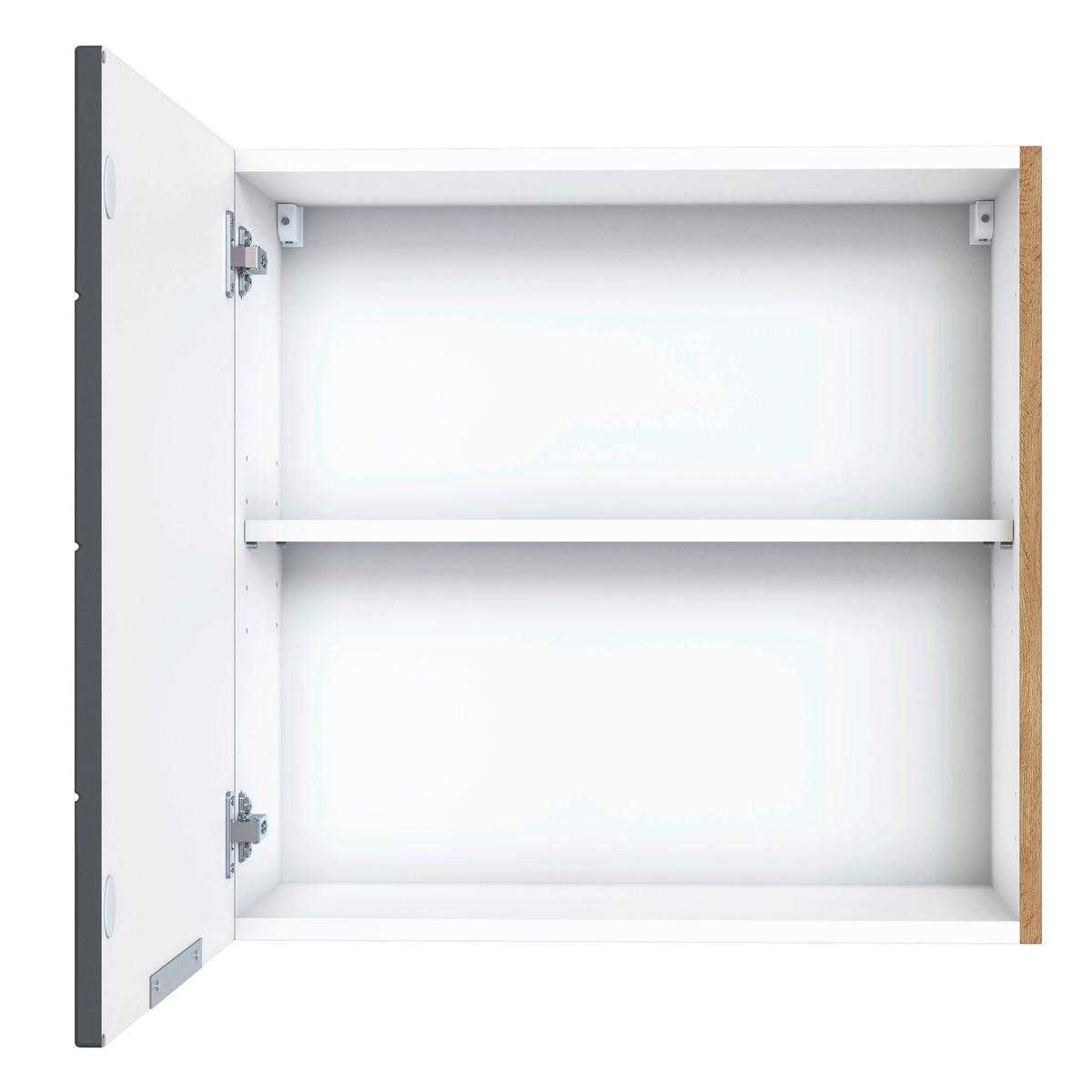 Küchenoberschrank Florenz B. 60 cm Grau/Eiche 1 Drehtüre - Eiche Wotan/Grau, Design, Holzwerkstoff (60/57/34cm) - Held