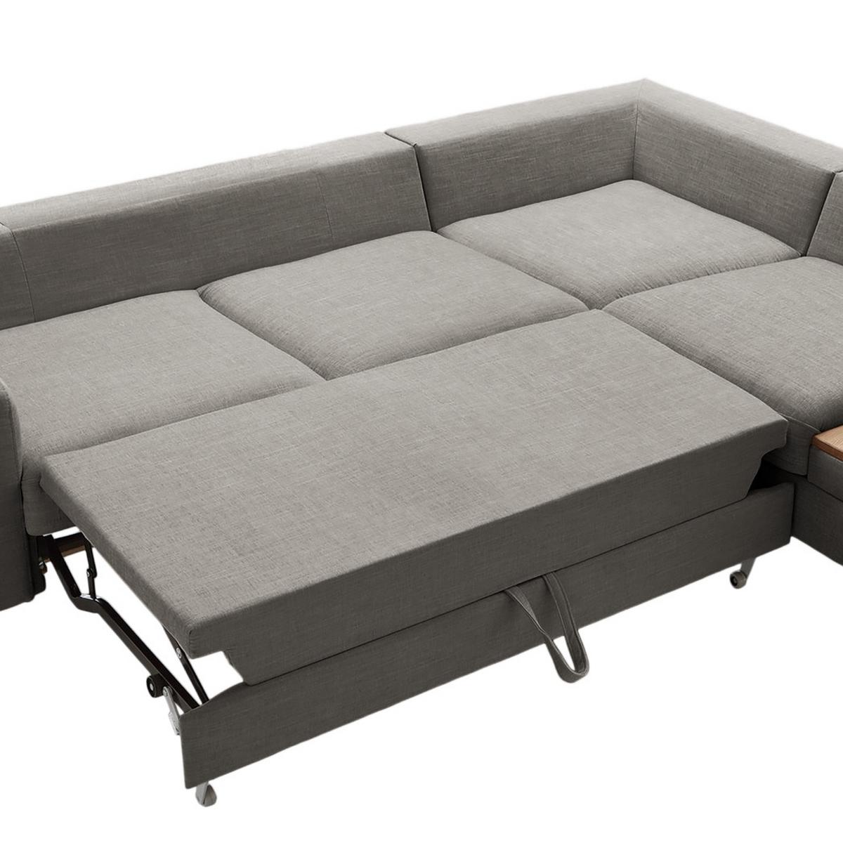 Ecksofa Alika: D. Grau S: 260x204 cm - Dunkelgrau/Eschefarben, MODERN, Textil (260/90cm) - Trendmanufaktur