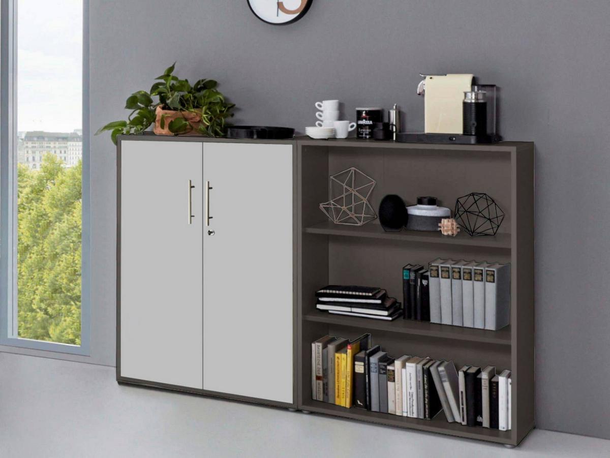 AKTENSCHRANK OFFICE EDITION-SW SET 1 NIEDR. - Anthrazit/Hellgrau, MODERN, Holzwerkstoff (168,8/113,6/33cm) - MID.YOU