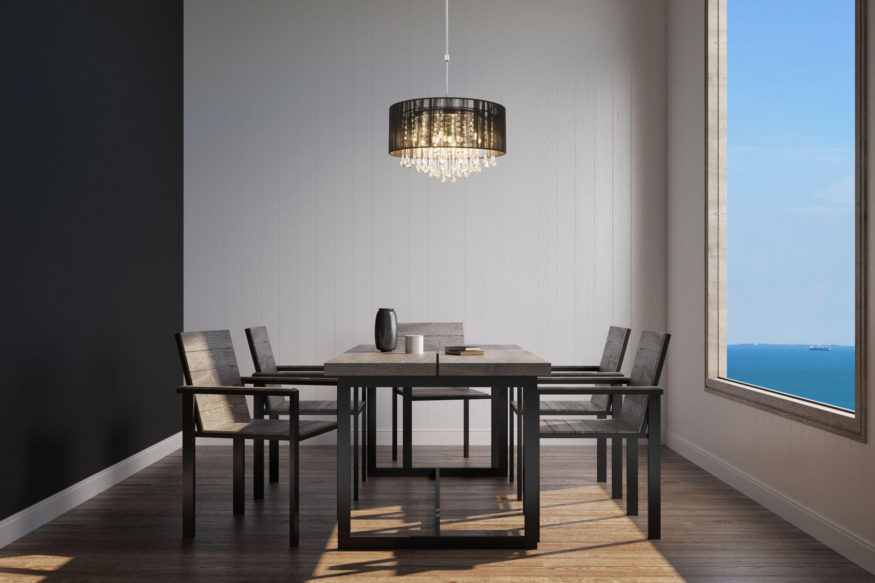 Hängeleuchte Lifestyle H: 75/ 120 cm 12-Flammig - Schwarz, LIFESTYLE, Glas/Textil (50/75-120cm) - Globo