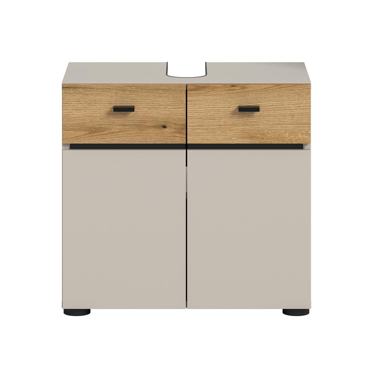 Waschbeckenunterschrank Aqua Eichefarben/Kaschmir B: 60cm - Kaschmir/Eichefarben, Trend, Holzwerkstoff (60/56/35cm) - MID.YOU
