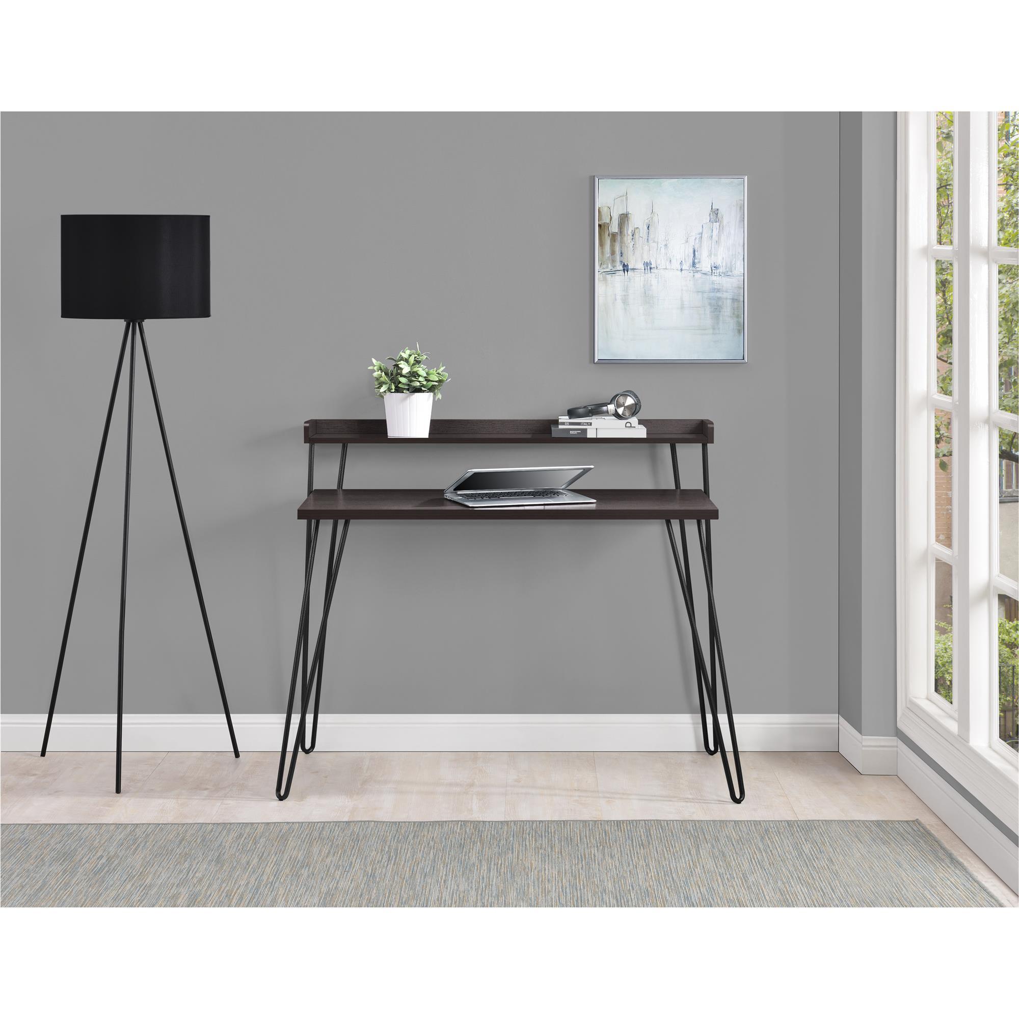 Schreibtisch Haven Rechteckig B: 89 cm - Sheeshamfarben/Schwarz, Design, Papier/Holzwerkstoff (112/89/60cm) - MID.YOU