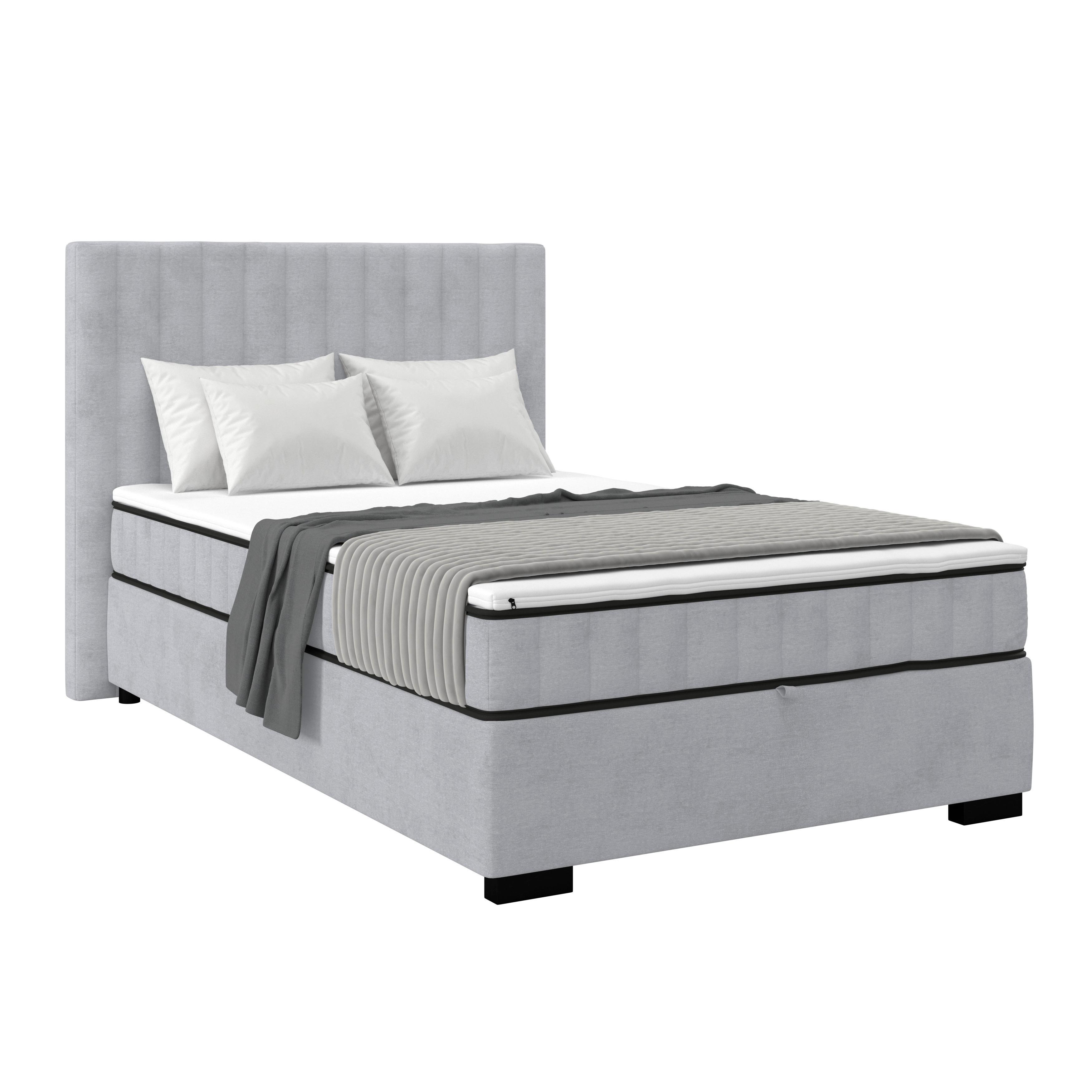 Boxbett Maya 140 - Schwarz/Grau, MODERN, Holz/Holzwerkstoff (140/200cm)