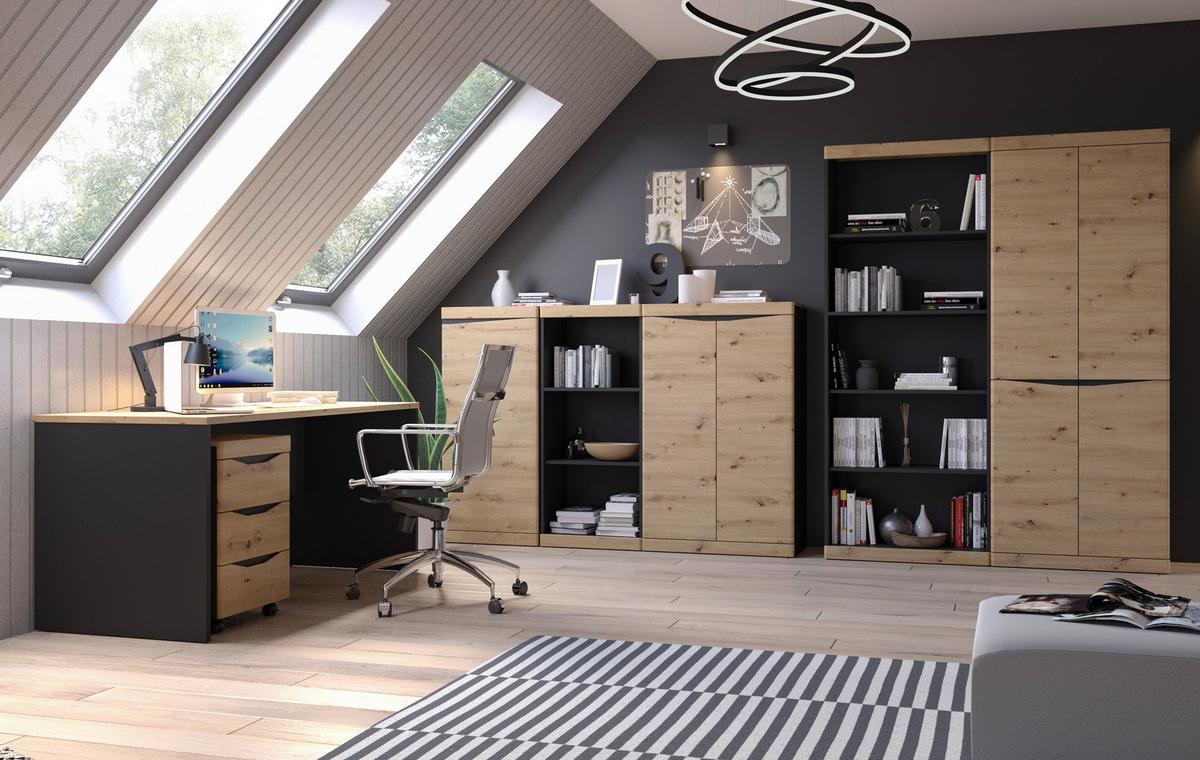 Kommode Turino B: 54 Cm - Anthrazit/Eiche Artisan, Trend, Holzwerkstoff (54/122,8/39,9cm)