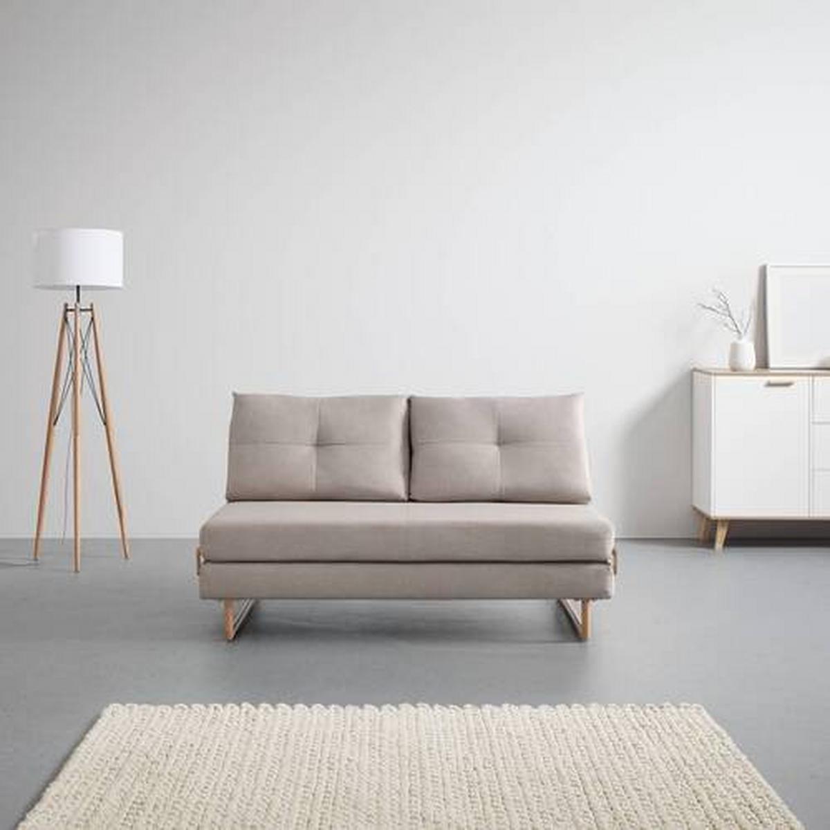 Rozkladacia pohovka MALIC béžová - farba duba/béžová, Modern, kov/textil (150/84/90cm) - Bessagi Home