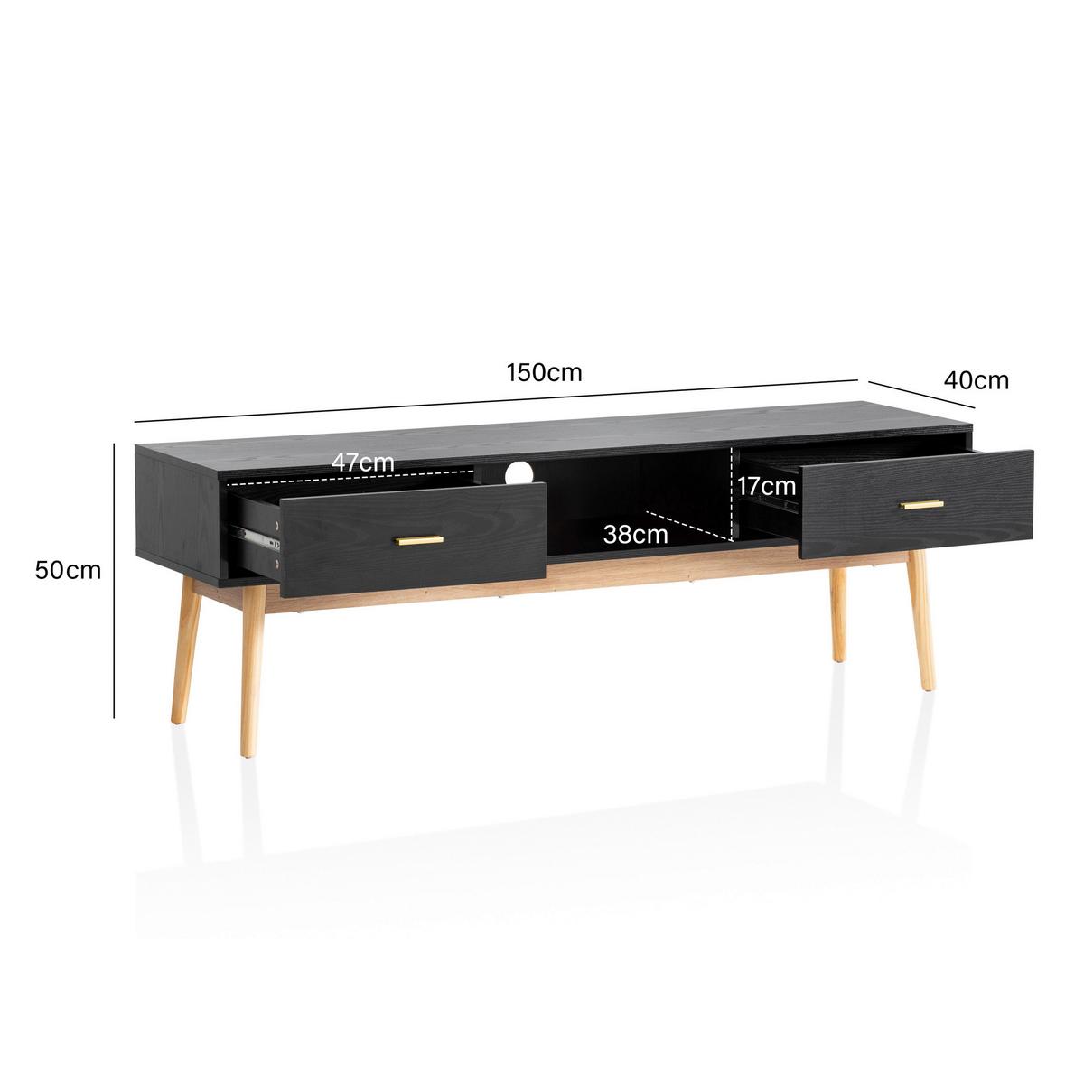 Nízka komoda čierna - čierna/zlatá, Design, kov/drevo (150/50/40cm) - Livetastic