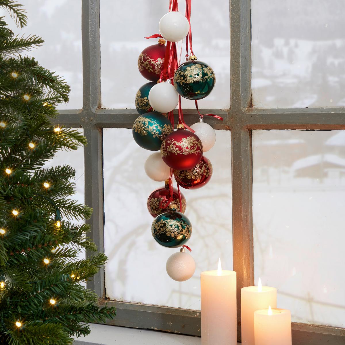 Karácsonyfa Gömbszett Seda 28 Részes - barna/fehér, Konventionell, műanyag/karton (6cm) - Luca Bessoni