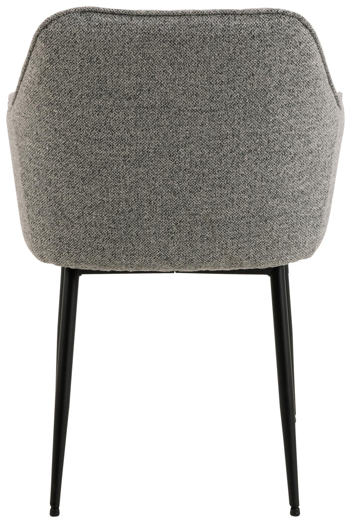 Armlehnstuhl Brooke Grau Gepolstert - Schwarz/Grau, MODERN, Textil/Metall (58/83/55cm) - MID.YOU