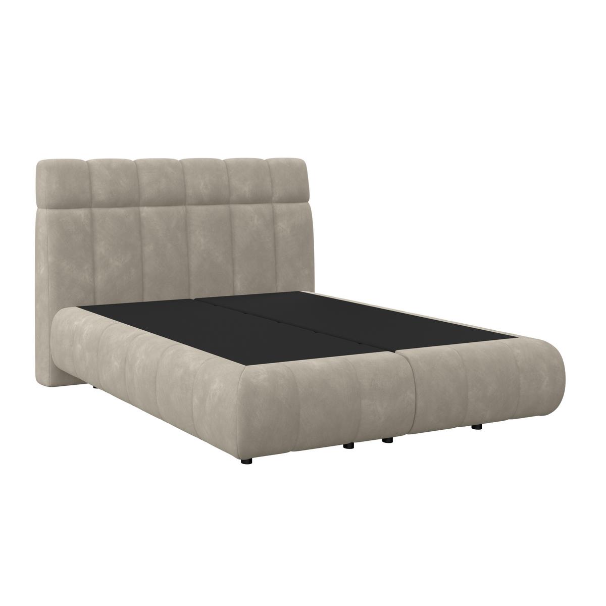 Boxspringbett Nobu O. Matratze Taupe, Lf: 140x200 Cm - Taupe/Schwarz, Trend, Holz/Textil (140/200cm)