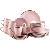 Kombiservice Metallic Rim 6 Personen Rosa 24-teilig - Rosa, Basics, Keramik - Mäser