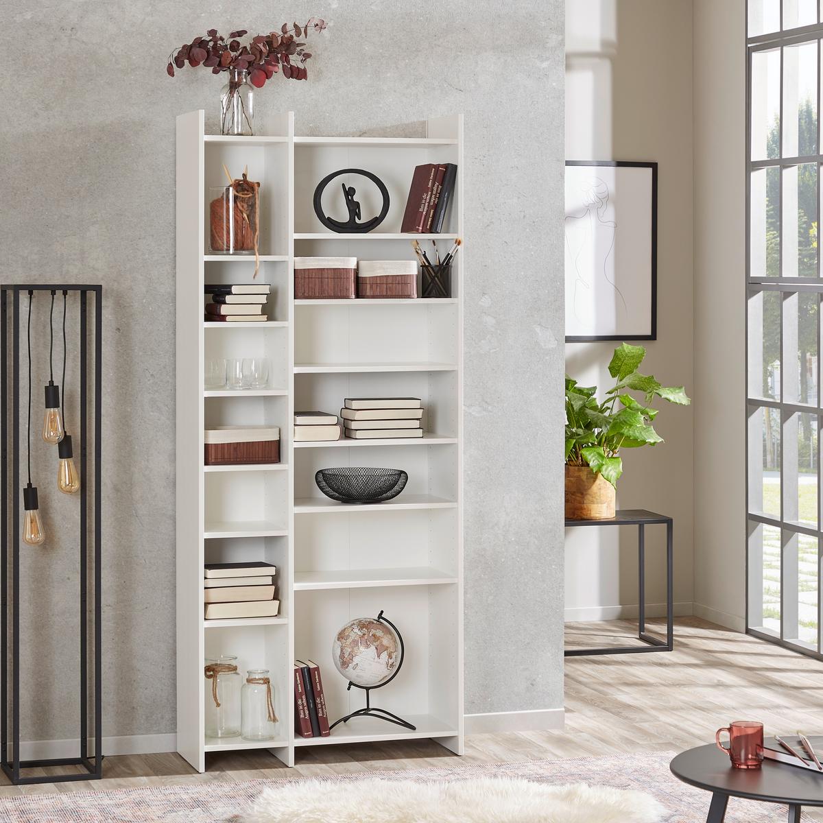 Regal Lenny B: 80cm Weiß Lenny Pr 23083-Reg/191/80 - Schwarz/Weiß, MODERN, Holzwerkstoff (80/191/31,8cm)