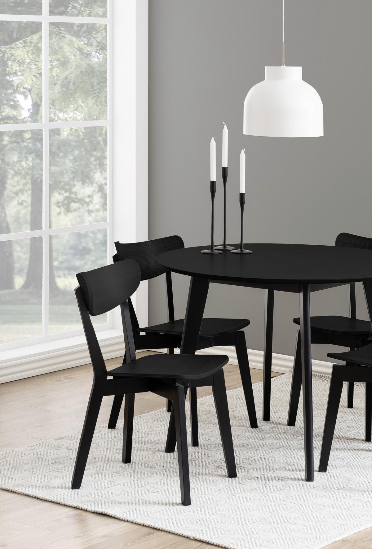Esstisch Echtholz Roxby Ø 105 cm Schwarz - Schwarz, MODERN, Holz (105/105/76cm) - MID.YOU
