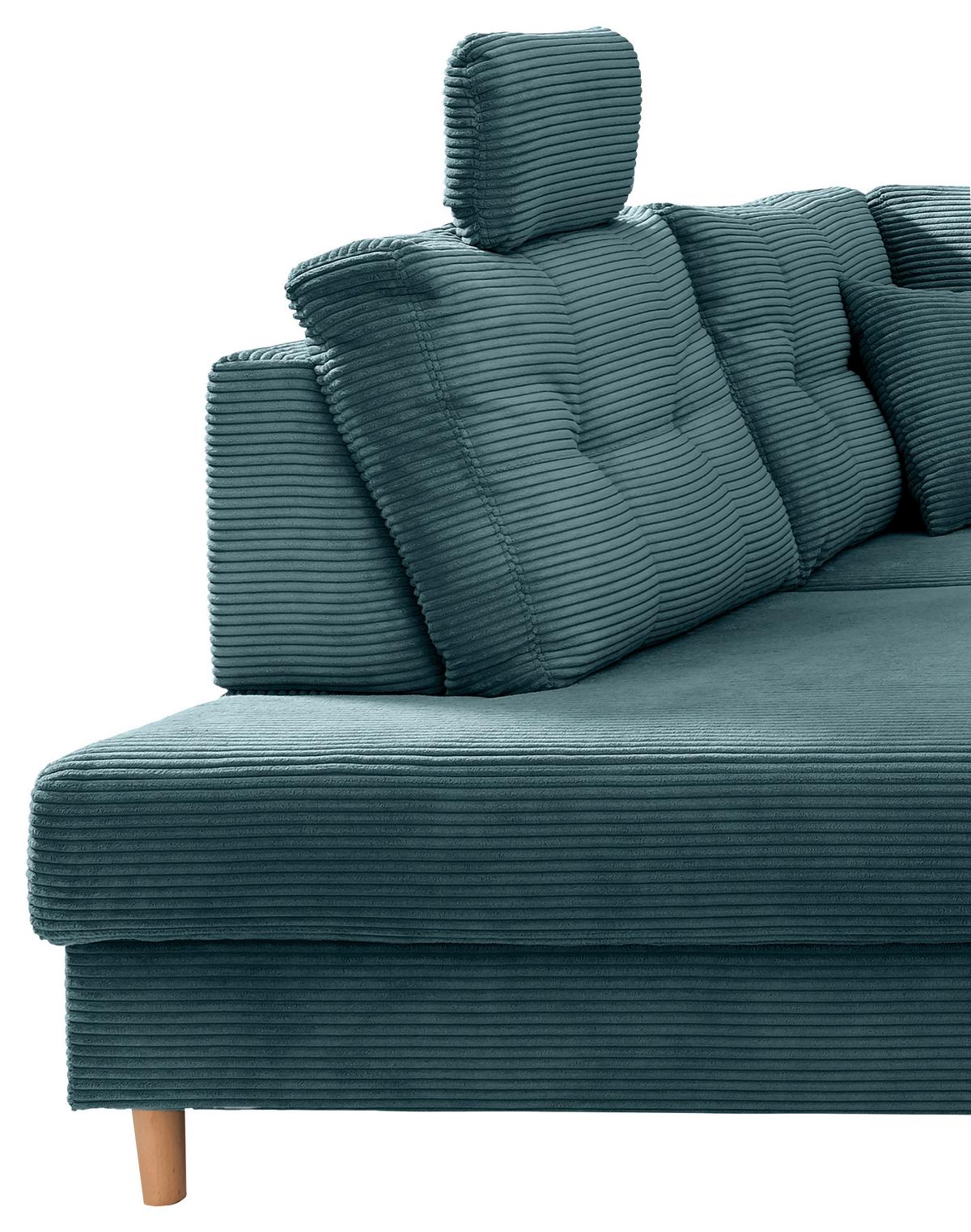 Wohnlandschaft mit Schlaffunktion, Petrol - Petrol/Naturfarben, MODERN, Textil (206/338-352/176cm) - Livetastic