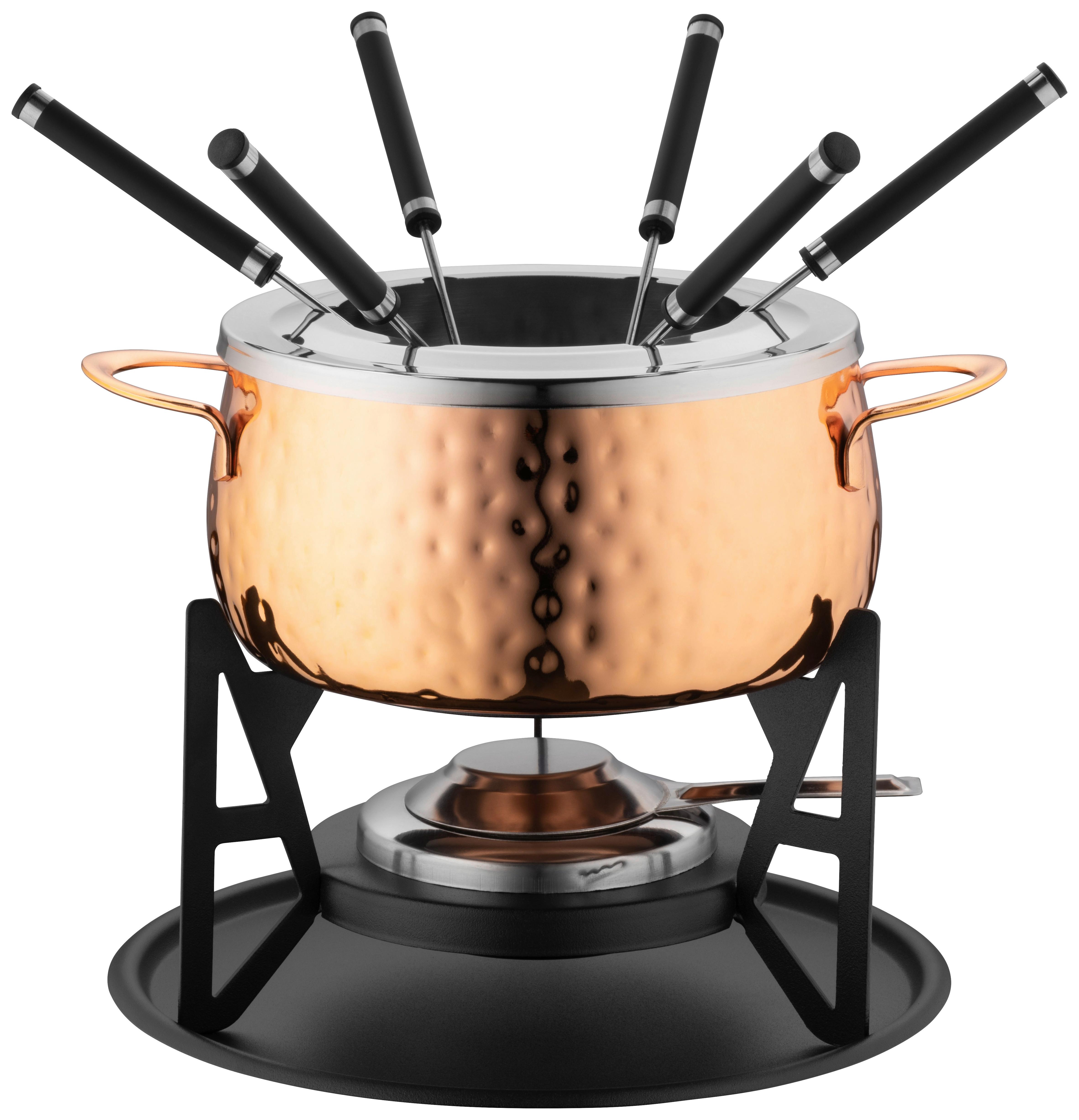 Fondue-Set Schwarz Kupferfarben 11-teilig - Schwarz/Kupferfarben, Trend, Metall (25/19,5/23cm) - Mäser