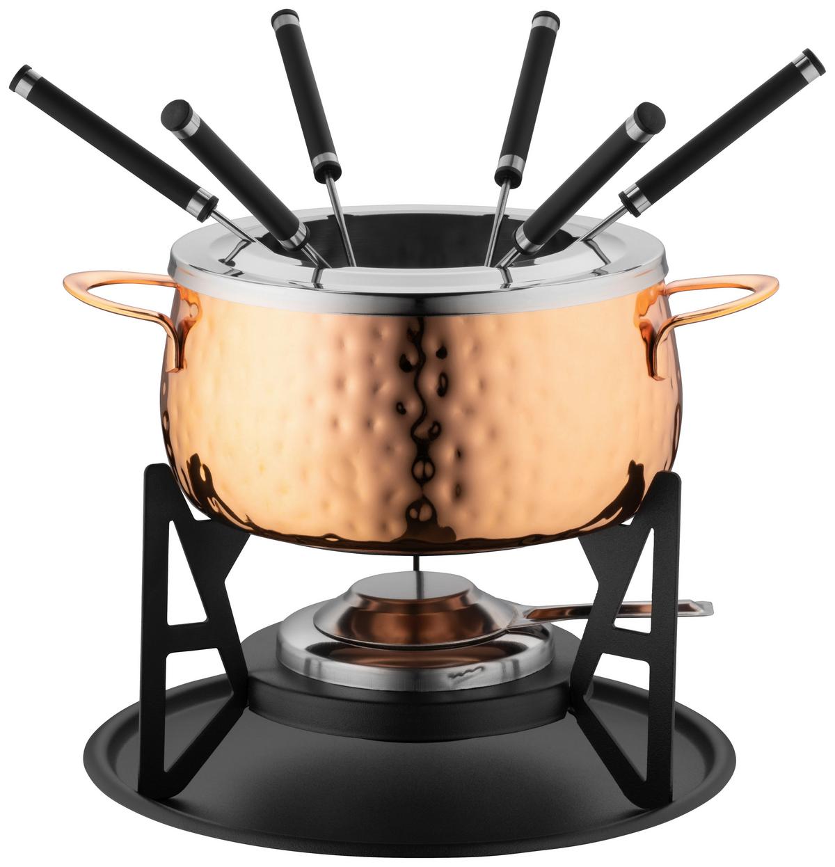 Fondue-Set Schwarz Kupferfarben 11-teilig - Schwarz/Kupferfarben, Trend, Metall (25/19,5/23cm) - Mäser