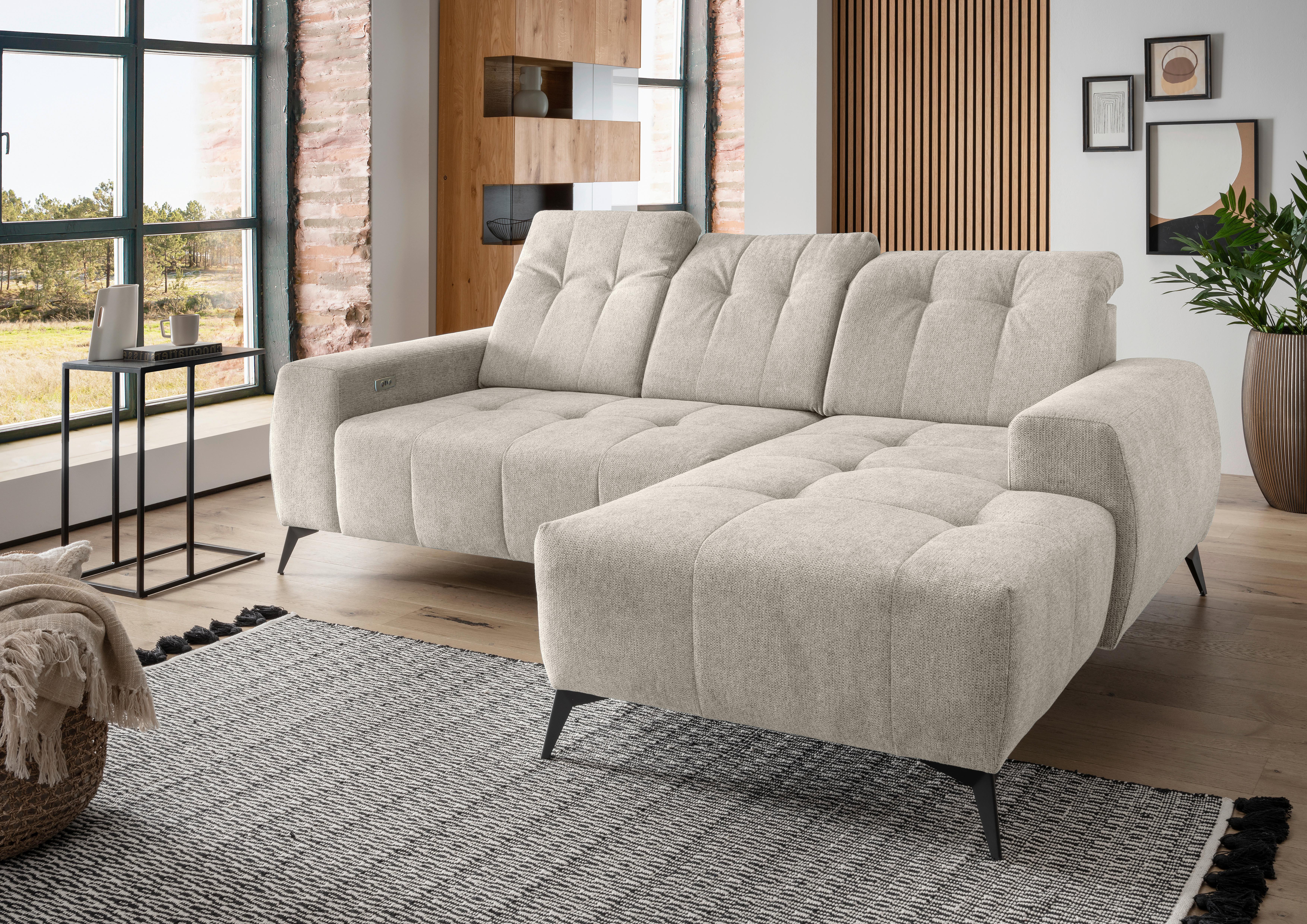 ECKSOFA Sano, Beige S: 258x180 cm - Beige/Schwarz, MODERN, Textil (258/180cm) - Livetastic