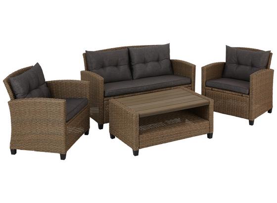 Loungegarnitur Geflochten 4-Teilig Florenz, Braun/ Grau - Braun/Grau, MODERN, Kunststoff/Textil - Luca Bessoni Loungegarnitur Geflochten 4-Teilig Florenz, Braun/ Grau - Braun/Grau, MODERN, Kunststoff/Textil - Luca Bessoni