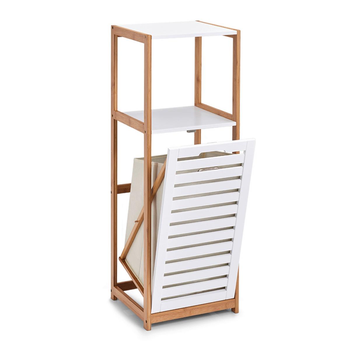 Standregal Bambus Naturfarben/Weiß, Holz - Naturfarben/Weiß, Basics, Holz (36,3/33/98cm) - Zeller Present