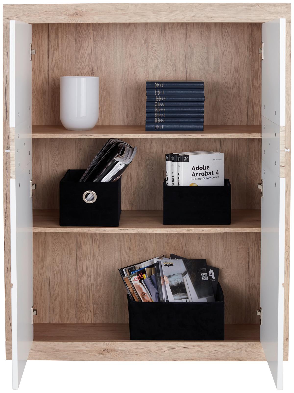 Highboard B: 96 Cm Malta, San Remo Eiche Dekor/weiß - Eichefarben/Schwarz, MODERN, Holz (96/132/35cm)