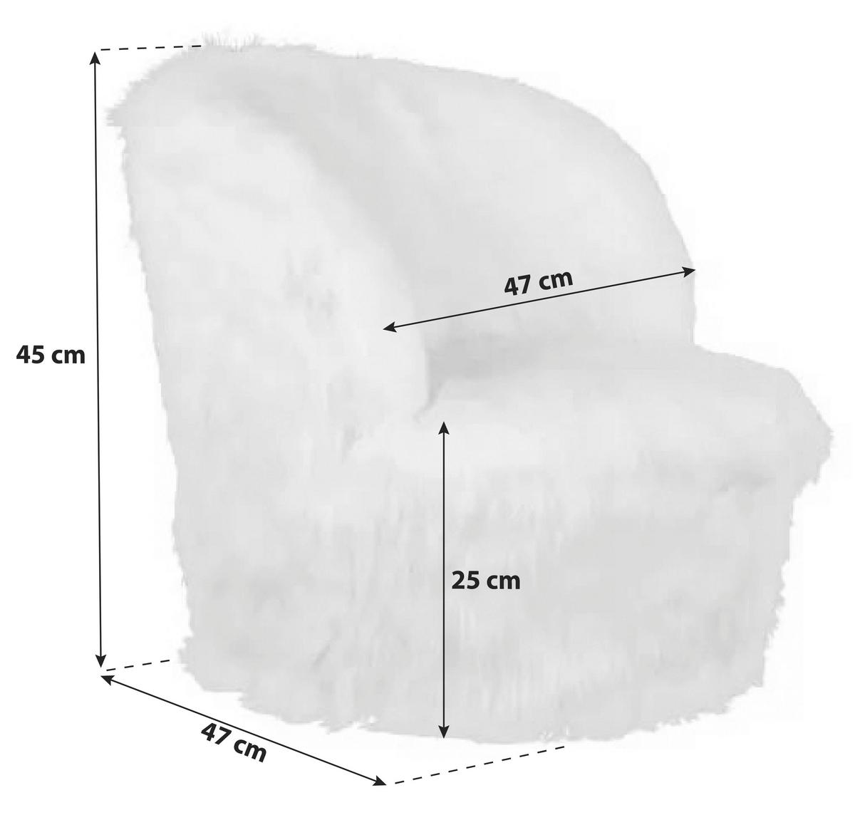 Kinderstuhl Gepolstert Mit Kunstfell-Bezug - Weiß, Basics, Holz/Kunststoff (47/45/47cm) - Kayoom