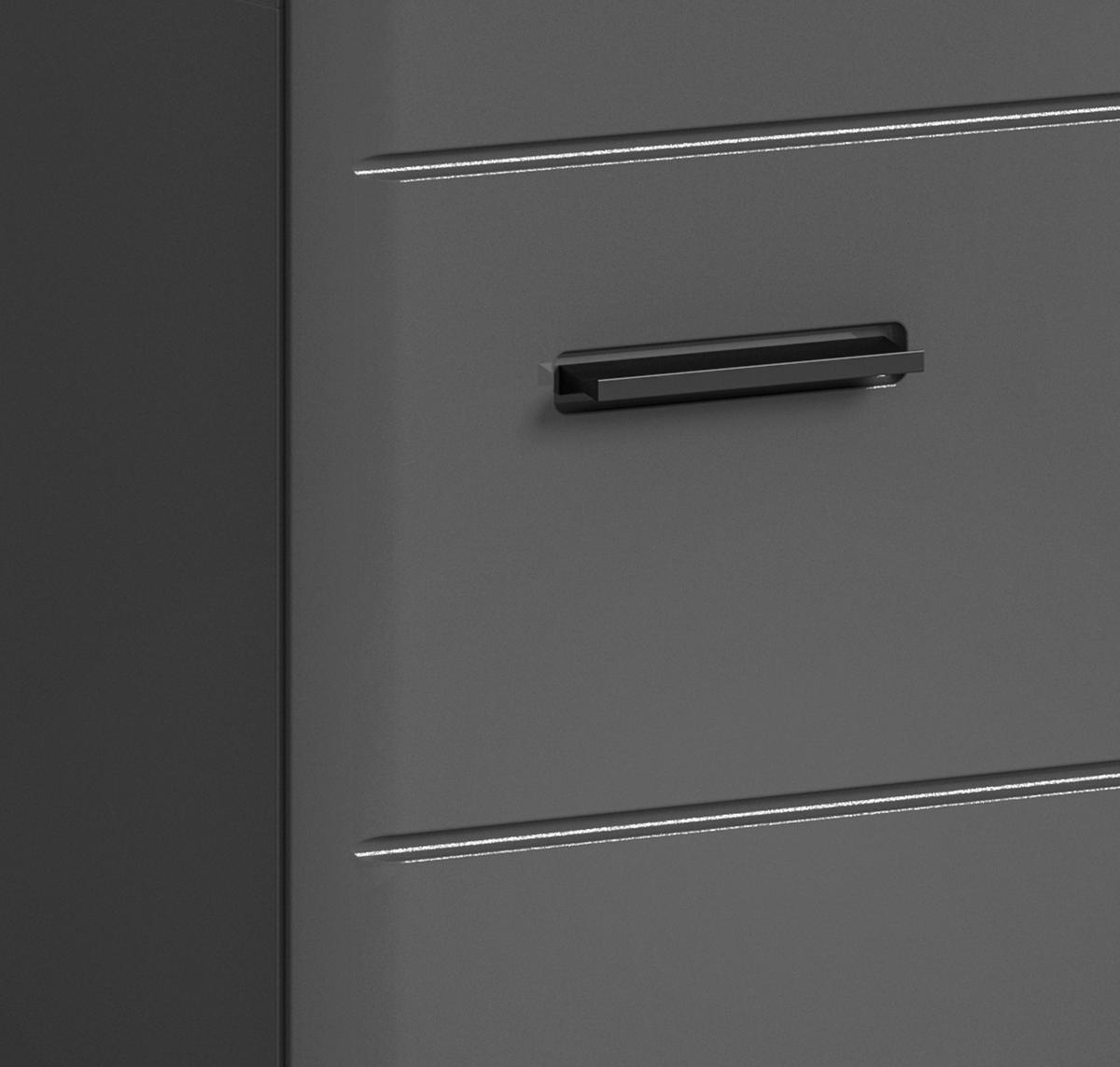 Badezimmer Soft Grau Hg B: 120 cm - Grau Hochglanz/Schwarz, MODERN, Holzwerkstoff (120cm) - MID.YOU