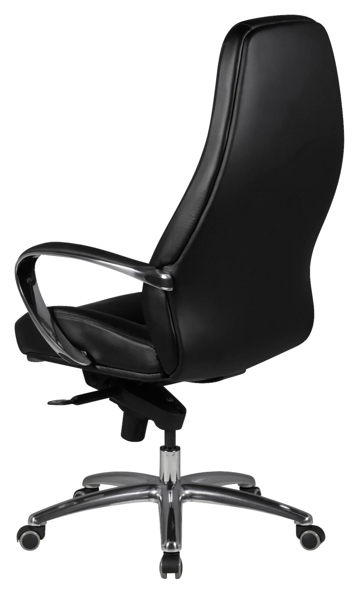 Kancelářske křeslo Austin z pravé kůže - černá/barvy hliníku, Moderní, kov/plast (68/130/68cm) - MID.YOU