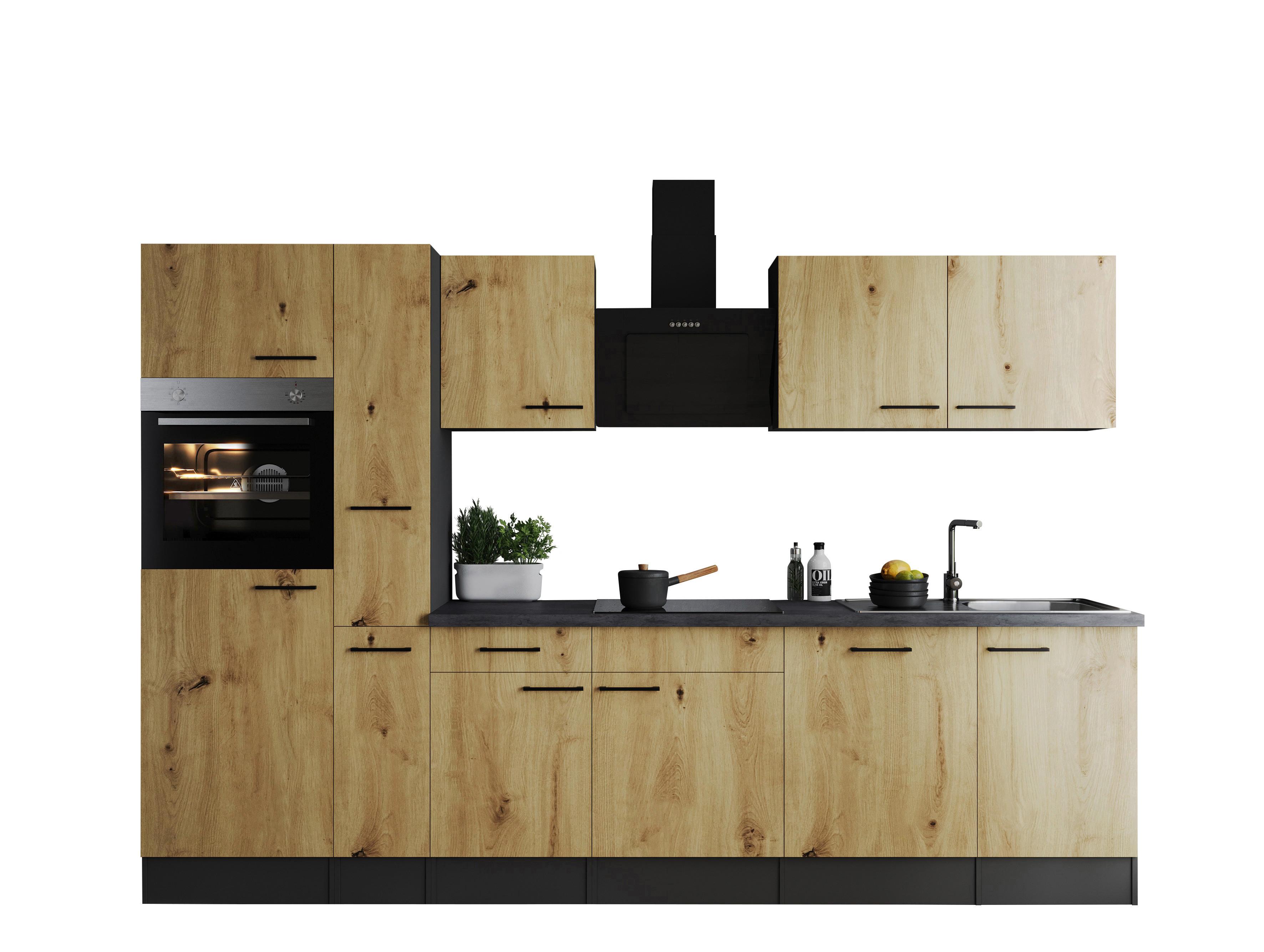 Küchenblock Oliver Artisan Dekor B: 310 cm - Eiche Artisan/Grau, Design, Holzwerkstoff (310cm) - Respekta