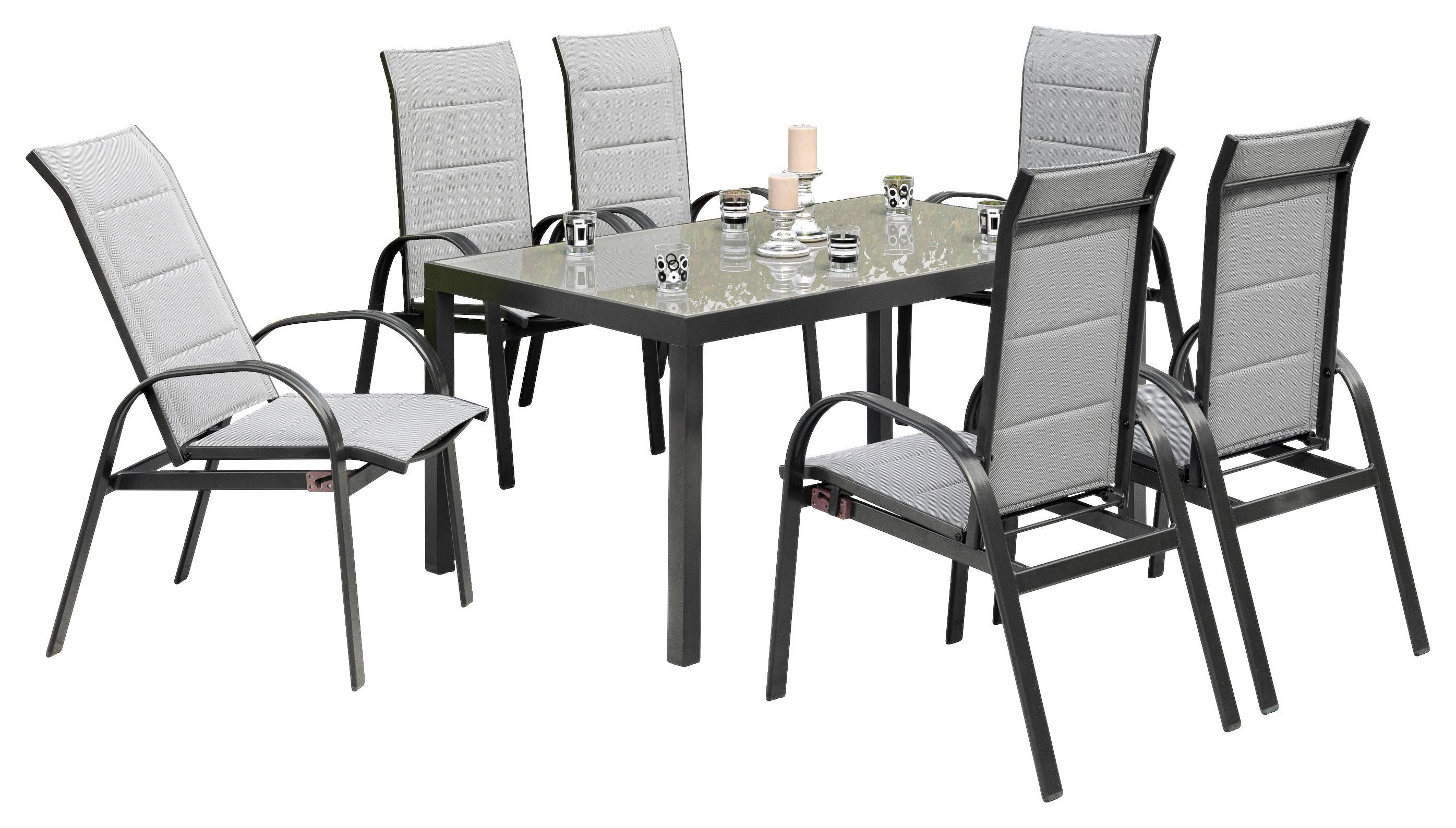 Gartenset Marini - Graphitfarben/Grau, MODERN, Textil/Metall - Gardenson
