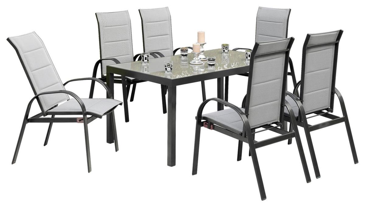Gartenset Marini - Graphitfarben/Grau, MODERN, Textil/Metall - Gardenson