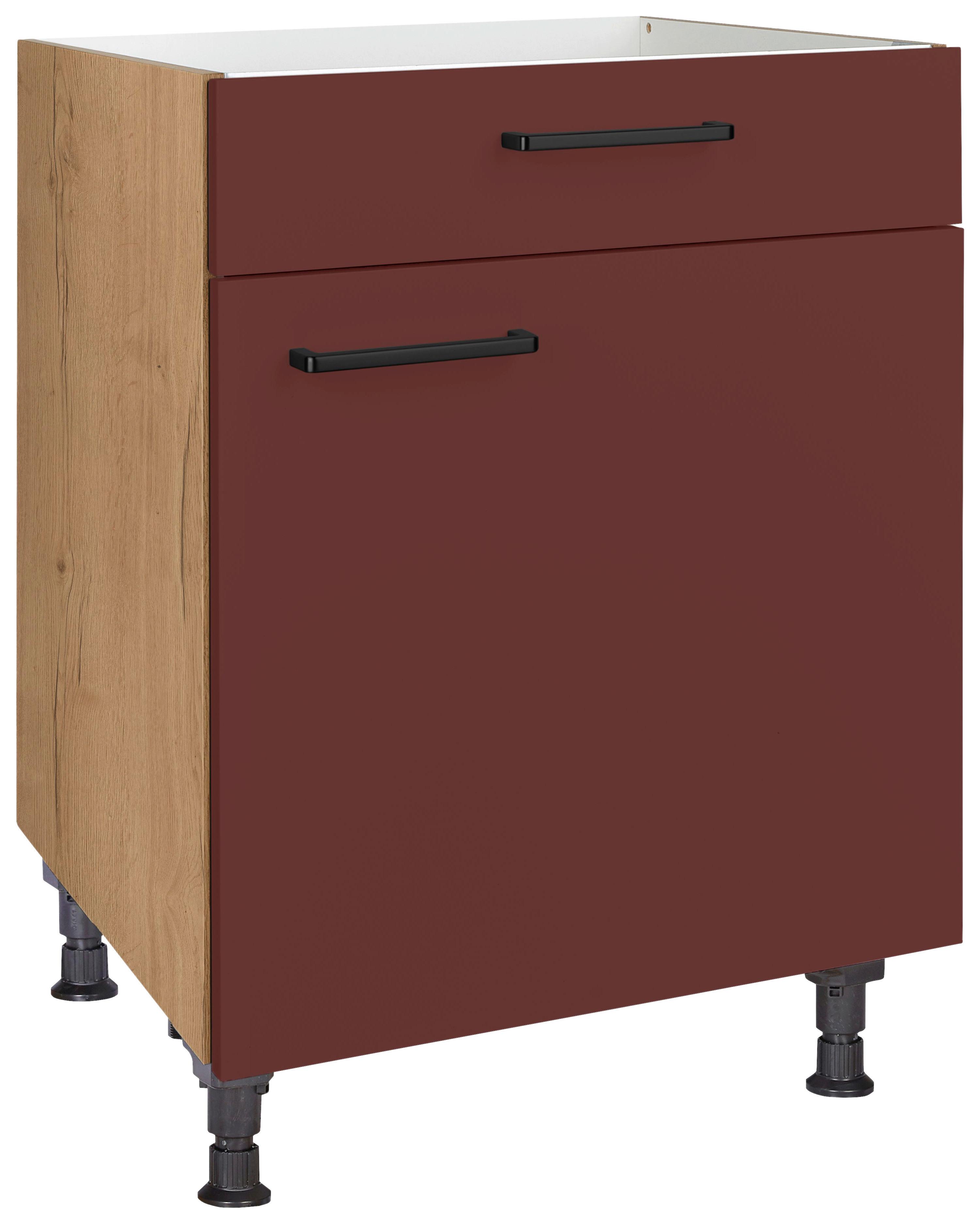 Kochfeldumbauschrank Easytouch - Eichefarben/Rot, MODERN, Holzwerkstoff (60/87/56cm) - Nobilia