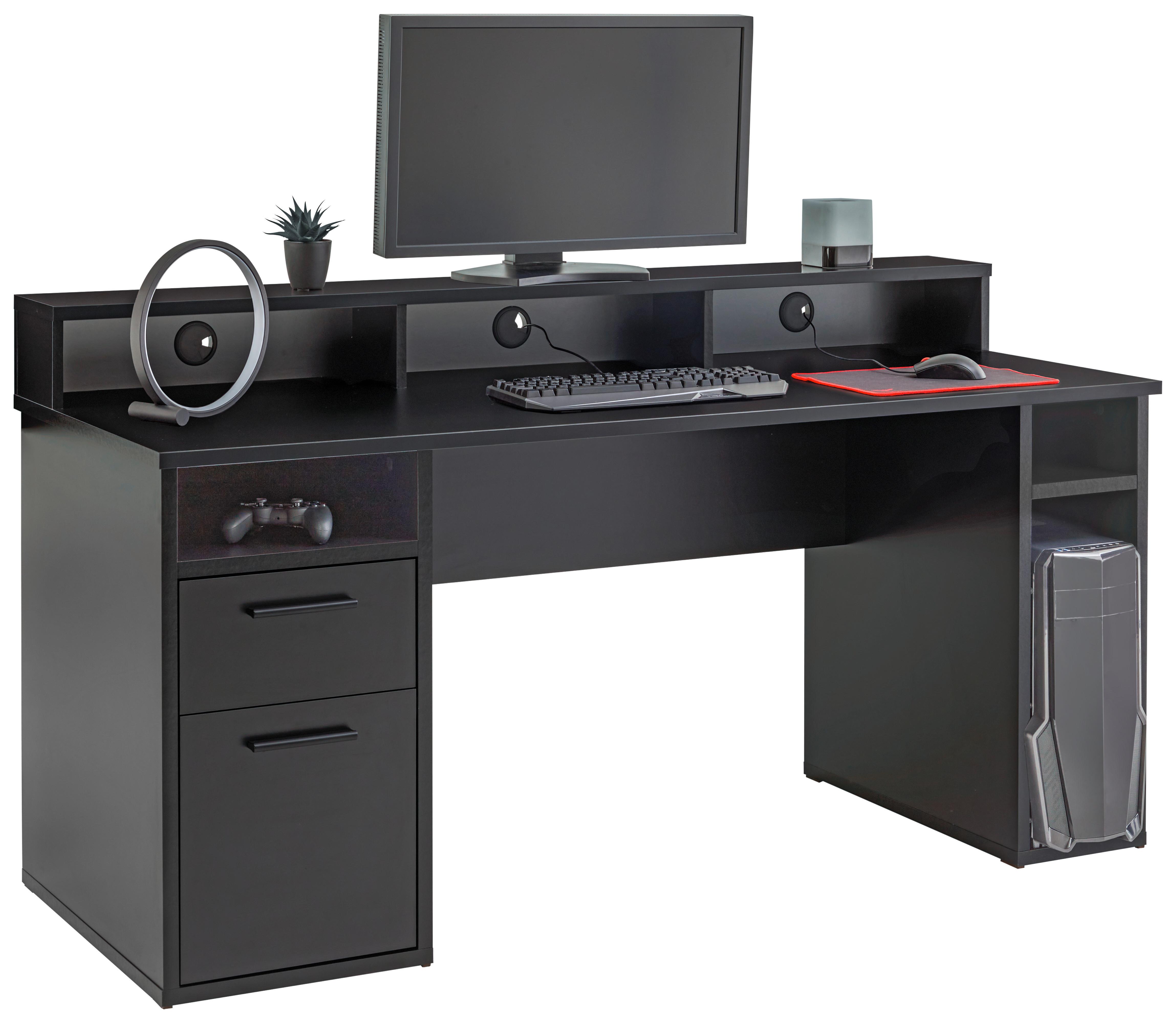 Gamingtisch Mx 200- Playtisch - Schwarz, Trend, Holzwerkstoff (165/90/67,5cm)