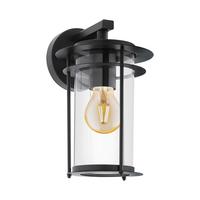 Außenwandleuchte Valdeo 60w Metall Glas, Wandmontage - Transparent/Schwarz, KONVENTIONELL, Glas/Metall (16,5/27,5/20cm) - Eglo