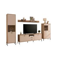 Wohnwand Fredericia Kaschmir/Eichefarben B: 349 cm - Kaschmir/Eichefarben, Design, Holzwerkstoff (349/206/40cm) - MID.YOU