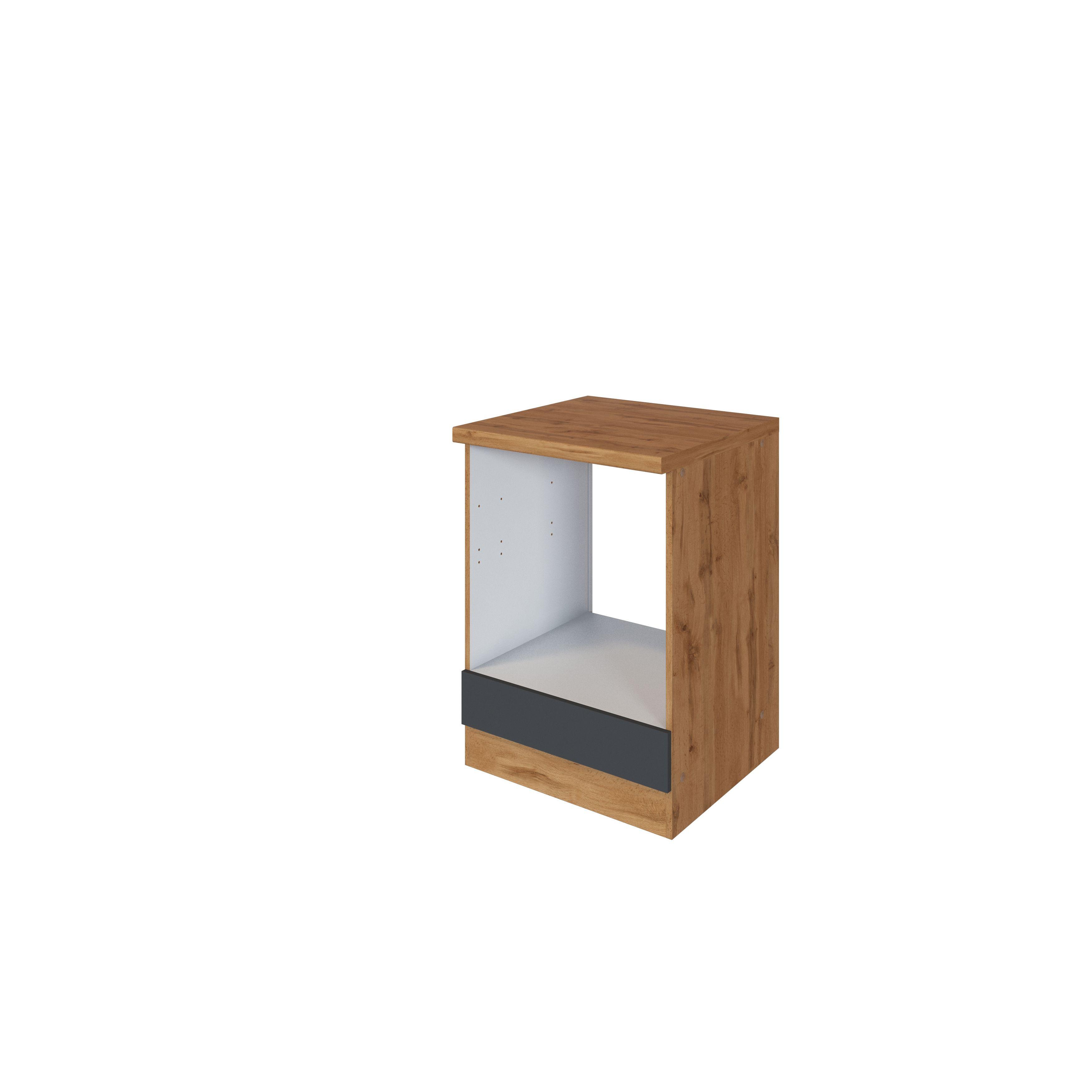 Herdumbauschrank B: 60cm Eiche Dekor/Grau + Arbeitsplatte - Anthrazit, MODERN, Holzwerkstoff (60/85/60cm) - Held