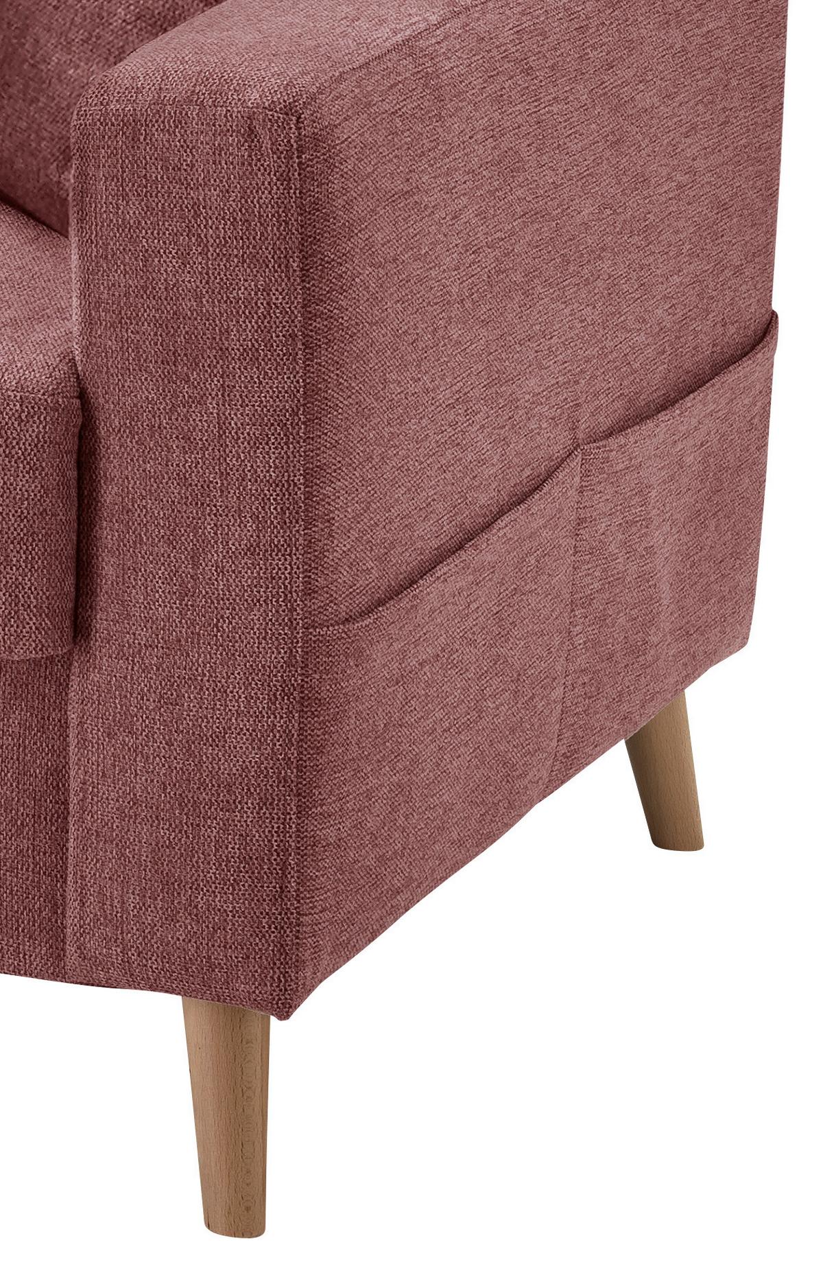 Ecksofa Mit Schlaffunktion Valentina Mit Kissen Rosa - Rosa/Naturfarben, KONVENTIONELL, Textil (200/230cm) - P & B
