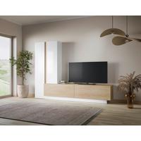 Obývací stěna MILAZZO - bílá/barvy dubu, Moderní, kompozitní dřevo/plast (260/190,5/39,6cm) - Modern Living