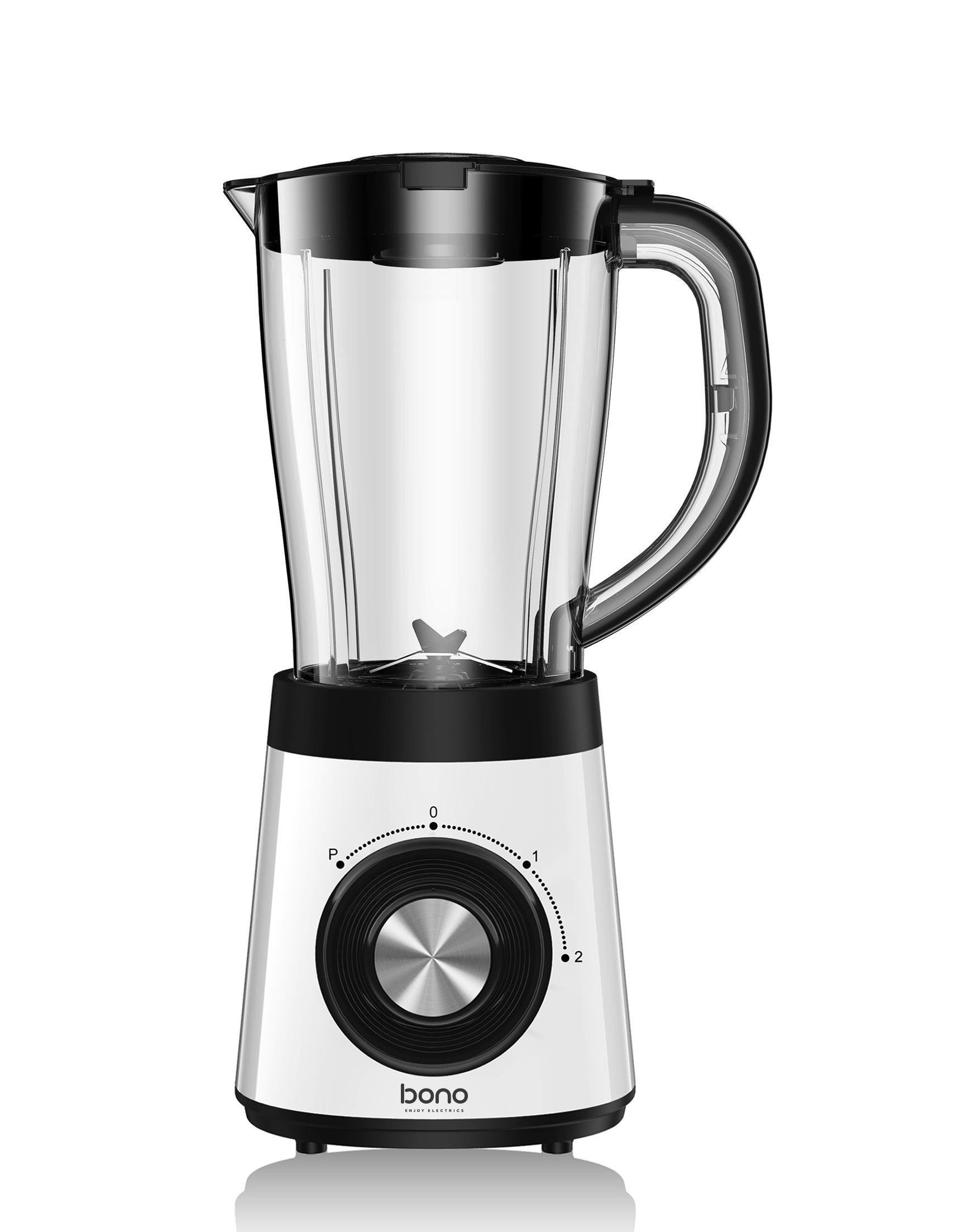 Turmixgép Petros - Áttetsző/Fehér, modern, Műanyag/Fém (21,2/16,8/37,7cm) - Bono