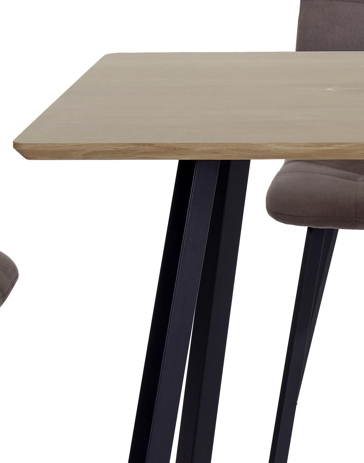 Essgruppe 5-teilig Eiche Dekor, Lederlook Grau - Eichefarben/Grau, MODERN, Holzwerkstoff/Textil (140/76/80cm)