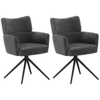 Armlehnstuhl Maja Webstoff grau, B: 58 cm - Schwarz/Grau, KONVENTIONELL, Textil/Metall (58/84/64cm) - MID.YOU