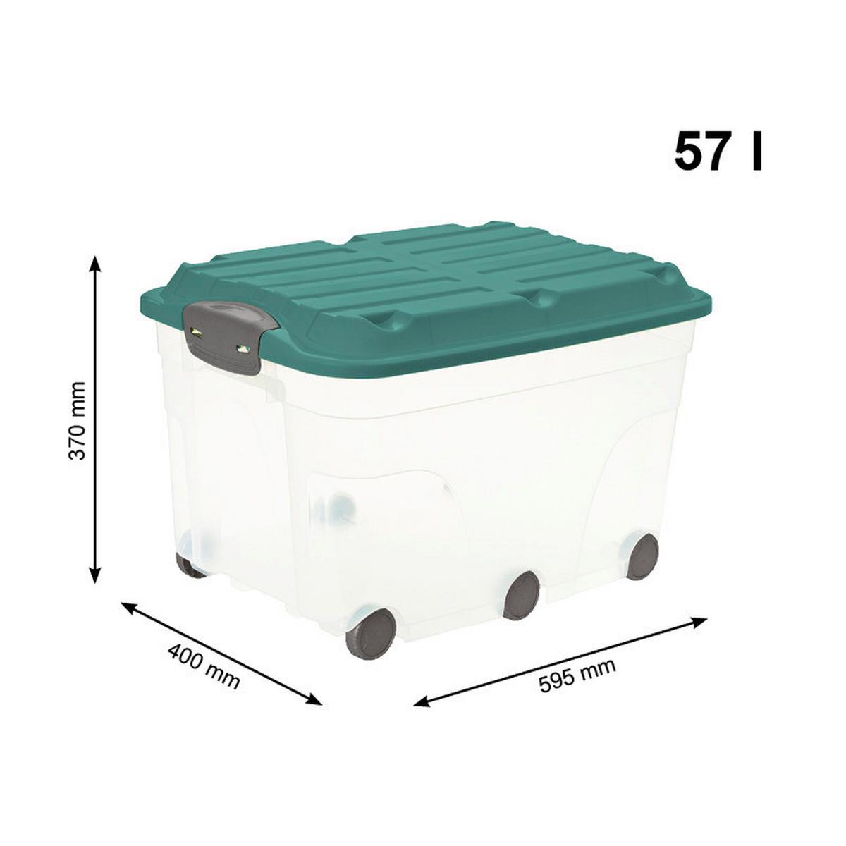 Box mit Deckel Grün Transparent B: 40 cm - Transparent/Grün, Basics, Kunststoff (59,5/40/37cm) - Rotho