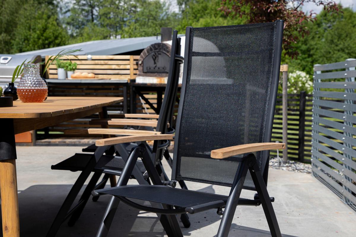 Gartensessel-Set 2-Tlg. Panama Metall/Textil - Schwarz/Naturfarben, KONVENTIONELL, Textil/Metall (60/110/75cm) - Gardenson