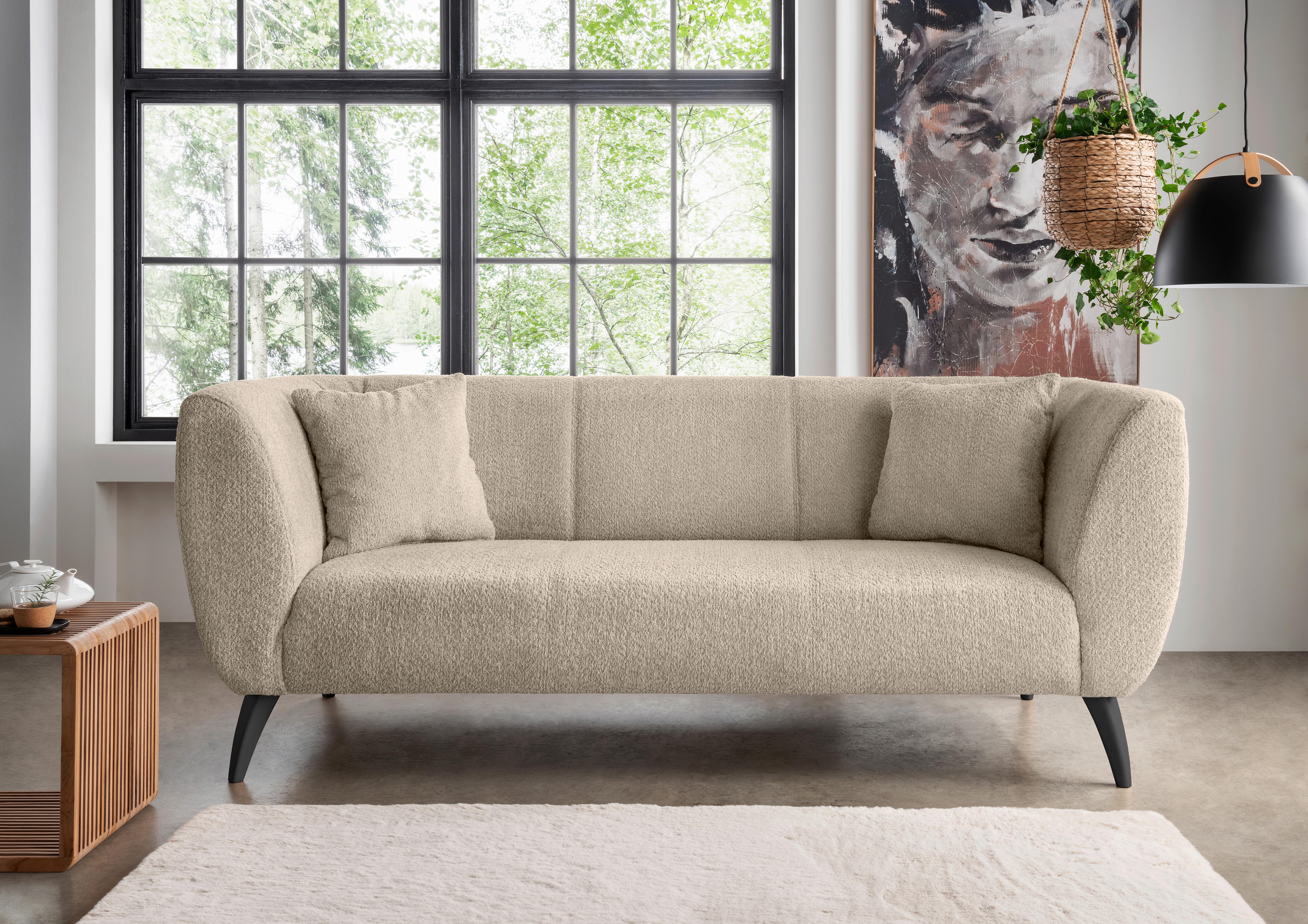 3-Sitzer-Sofa Colori Beige Rücken Echt - Beige/Schwarz, MODERN, Textil (208/83/88cm) - MID.YOU