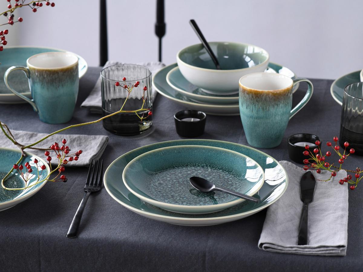 Kombiservice Caldera Grün, Weiß 16--Teilig - Weiß/Grün, Basics, Keramik - Creatable