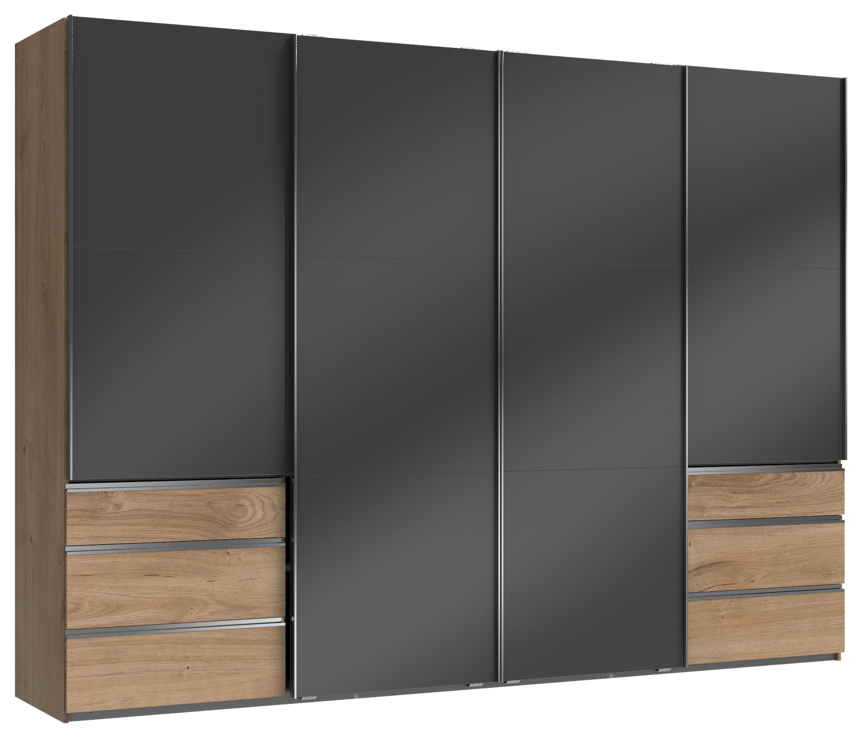 Schwebetürenschrank Mit Laden B:300cm Level Grau/eiche Dekor - Eichefarben/Grau, MODERN, Holzwerkstoff (300/216/65cm) - MID.YOU