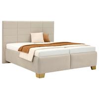 Čalúnená posteľ OLYMPIA 180x200, krémová - krémová/farba orecha, Modern, drevo/textil (180/200cm)