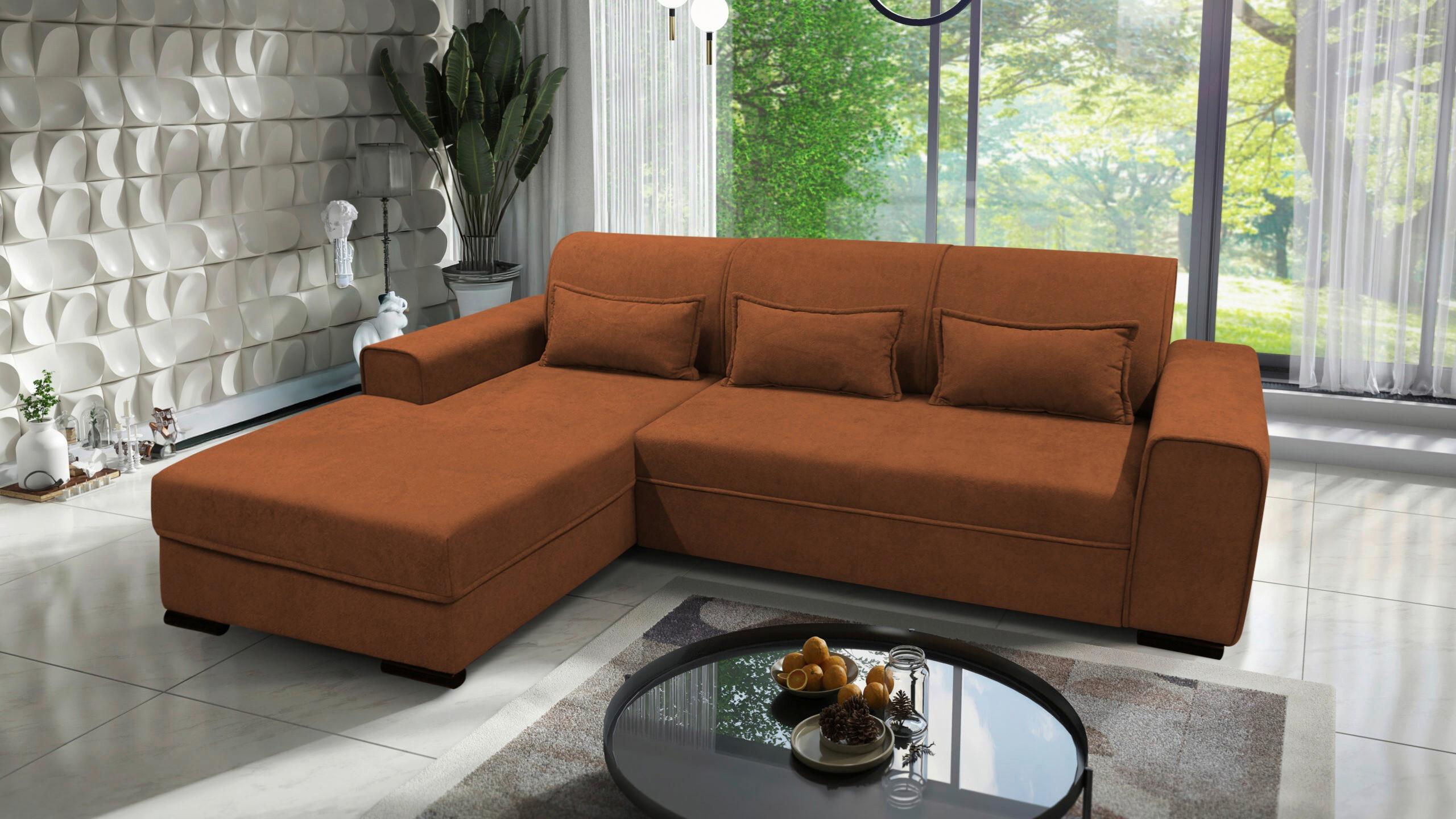 Ecksofa Classic Rostfarben 175x270 cm - Rostfarben/Schwarz, Design, Textil (175/270cm) - MID.YOU