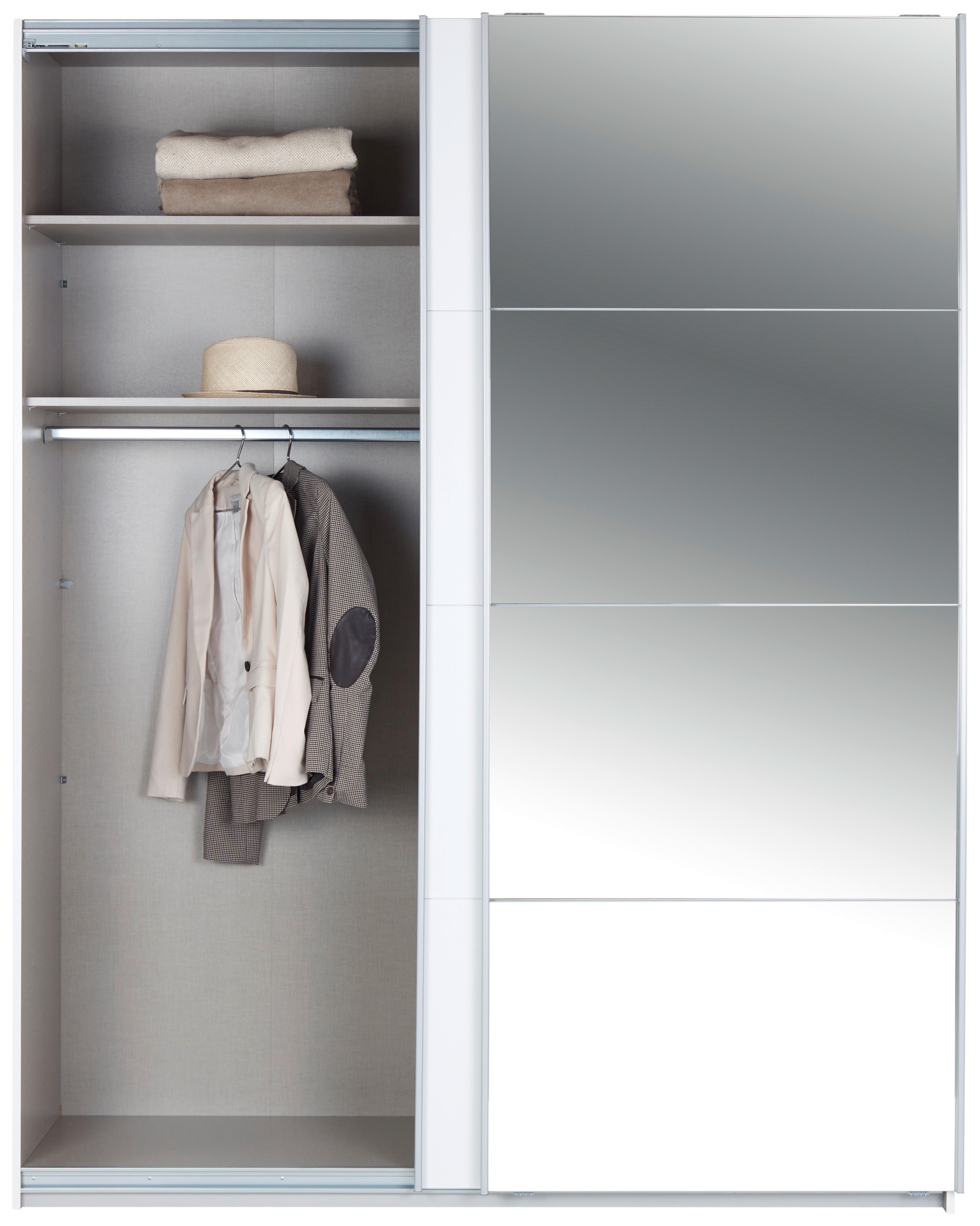 Schwebetürenschrank + Spiegel B: 181cm Feldkirch Weiß - Silberfarben/Weiß, MODERN, Holzwerkstoff (181/229/62cm) - Luca Bessoni