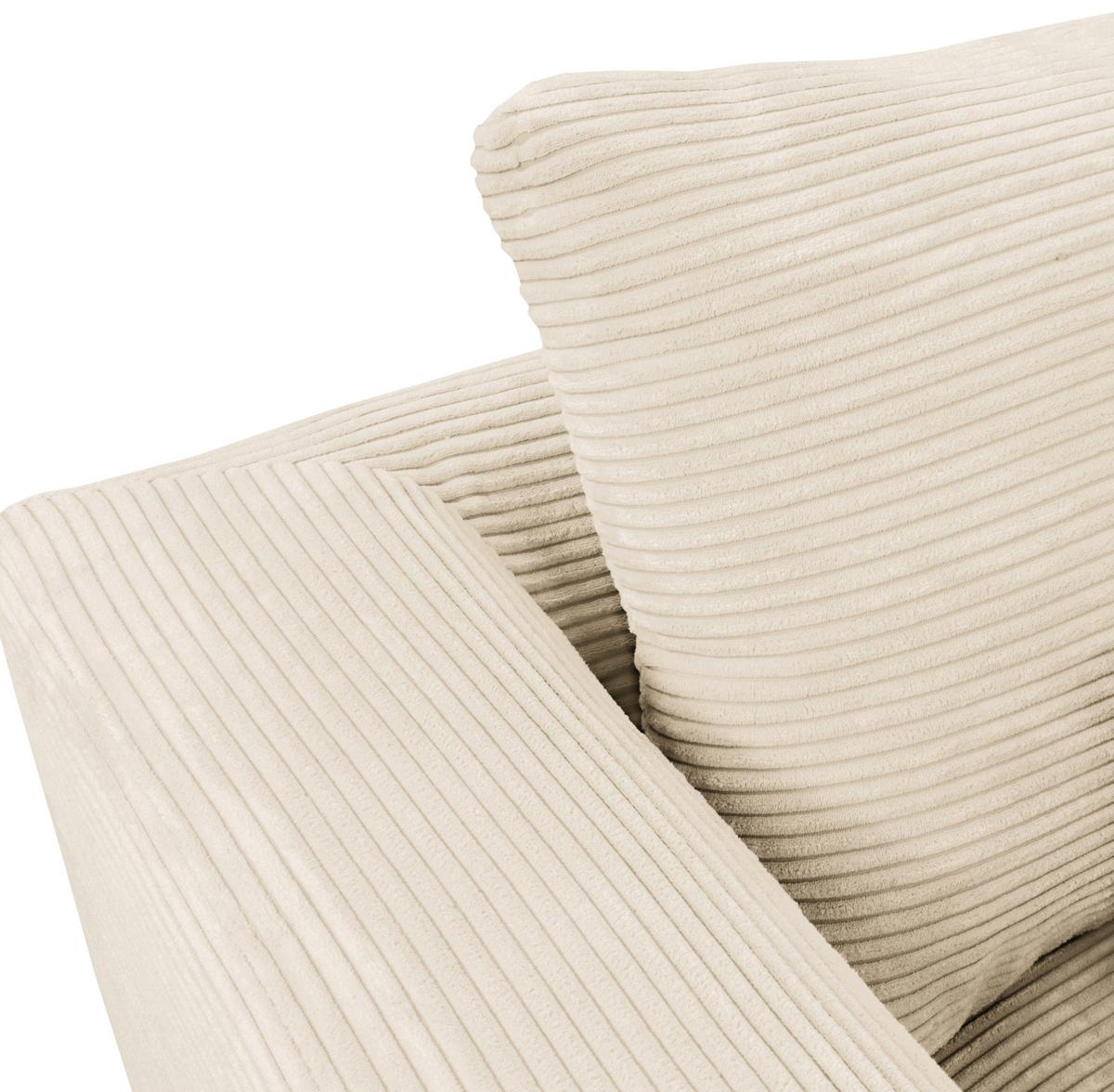Ecksofa Berlin Cord Creme 313x172 cm - Creme/Schwarz, Design, Textil (313/172cm) - Livetastic