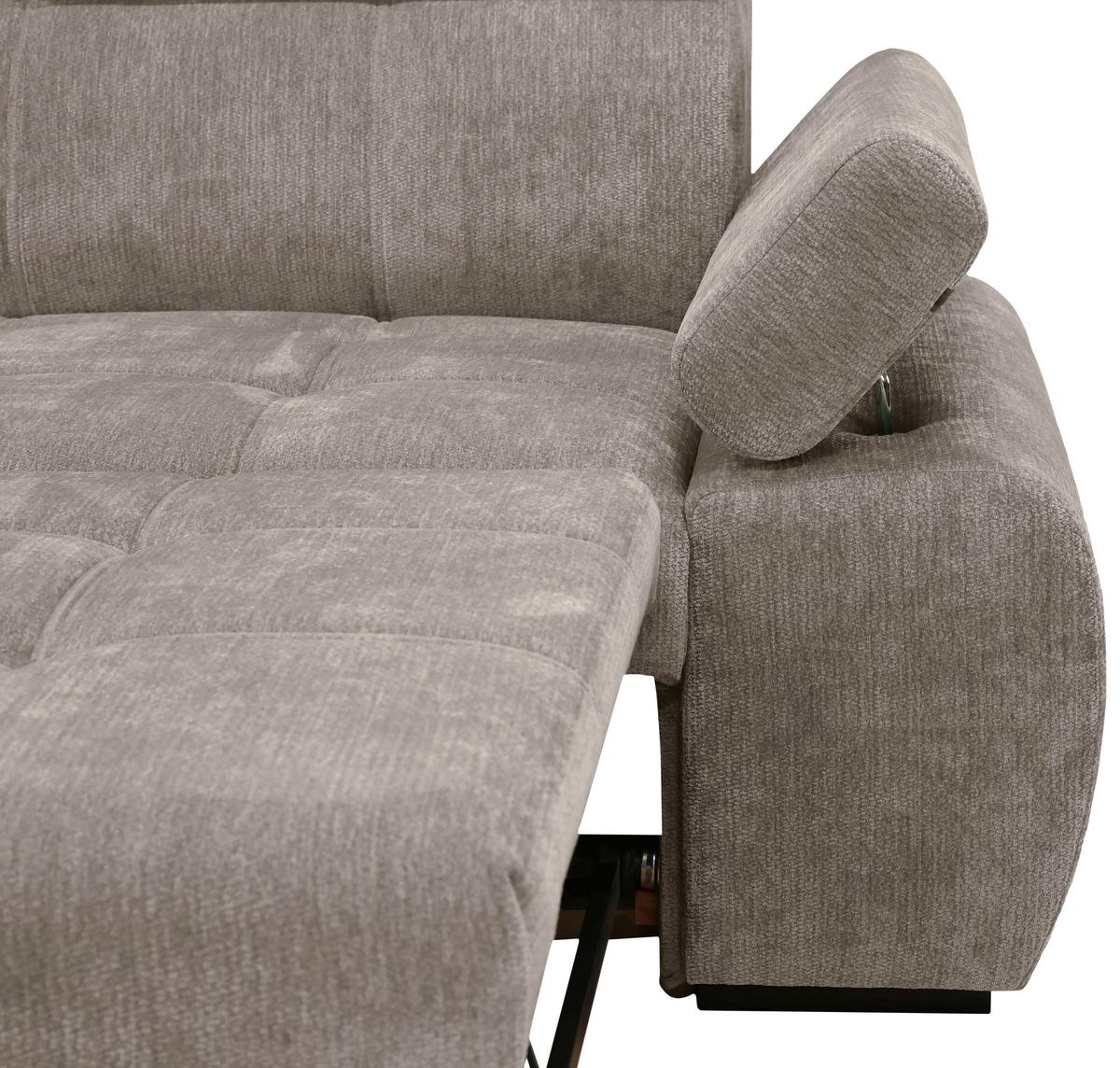Rohová sedačka VEGAS, levá, šedohnědá žinylka - černá/šedohnědá, Design, dřevo/textil (173/294cm)